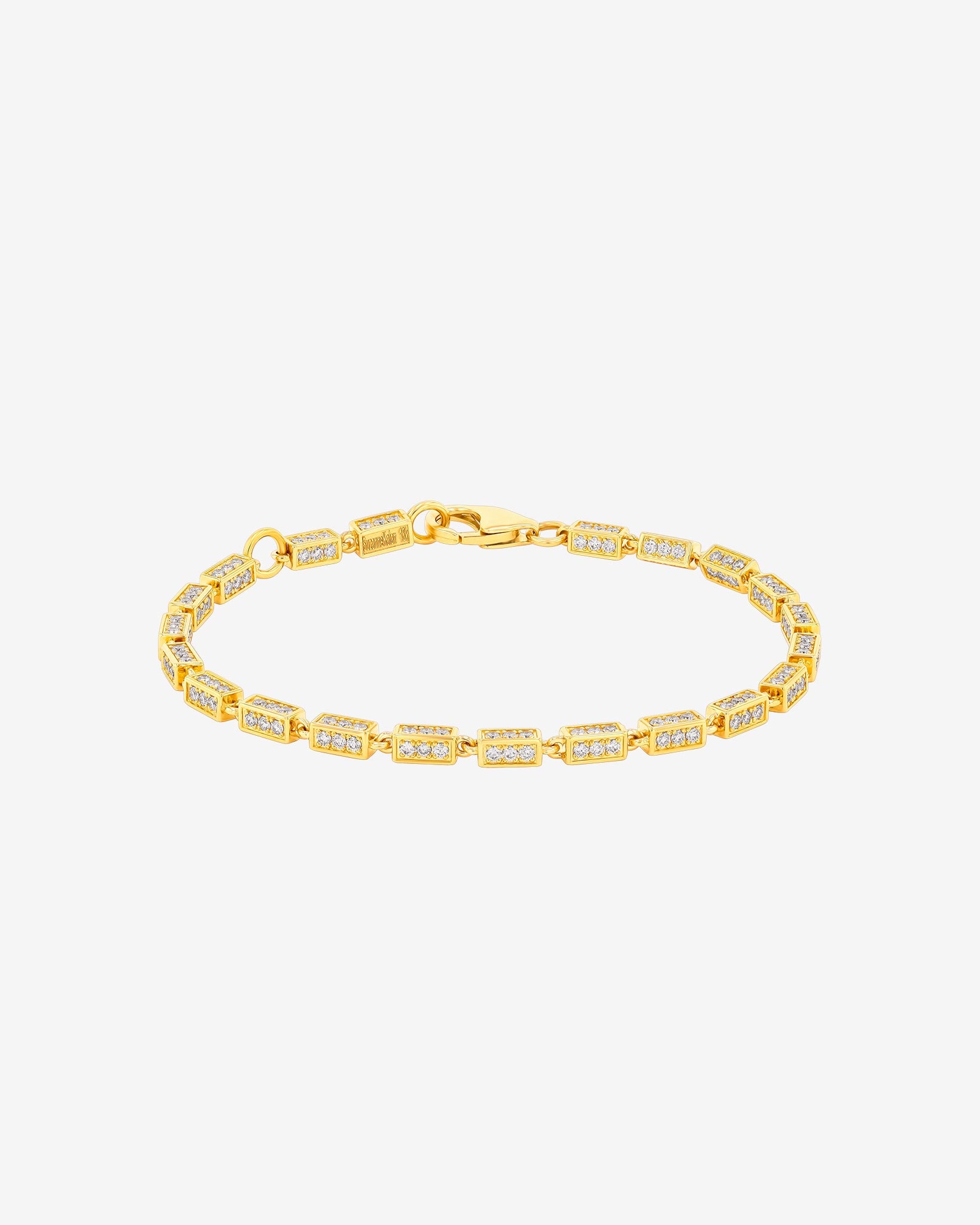 Suzanne Kalan Block-Chain Full Pave Diamond Medium Bracelet in 18k yellow gold