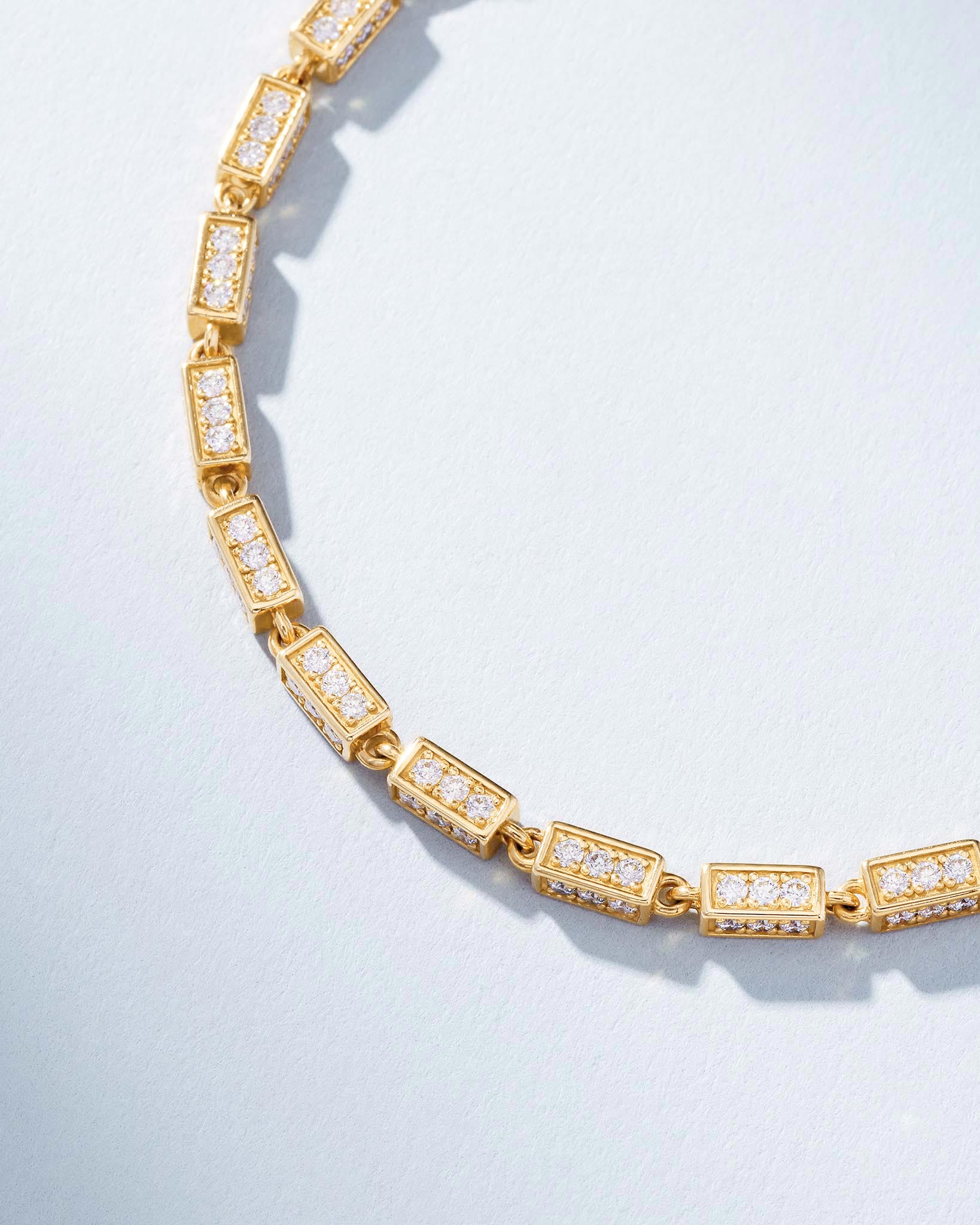Suzanne Kalan Block-Chain Full Pave Diamond Medium Bracelet in 18k yellow gold