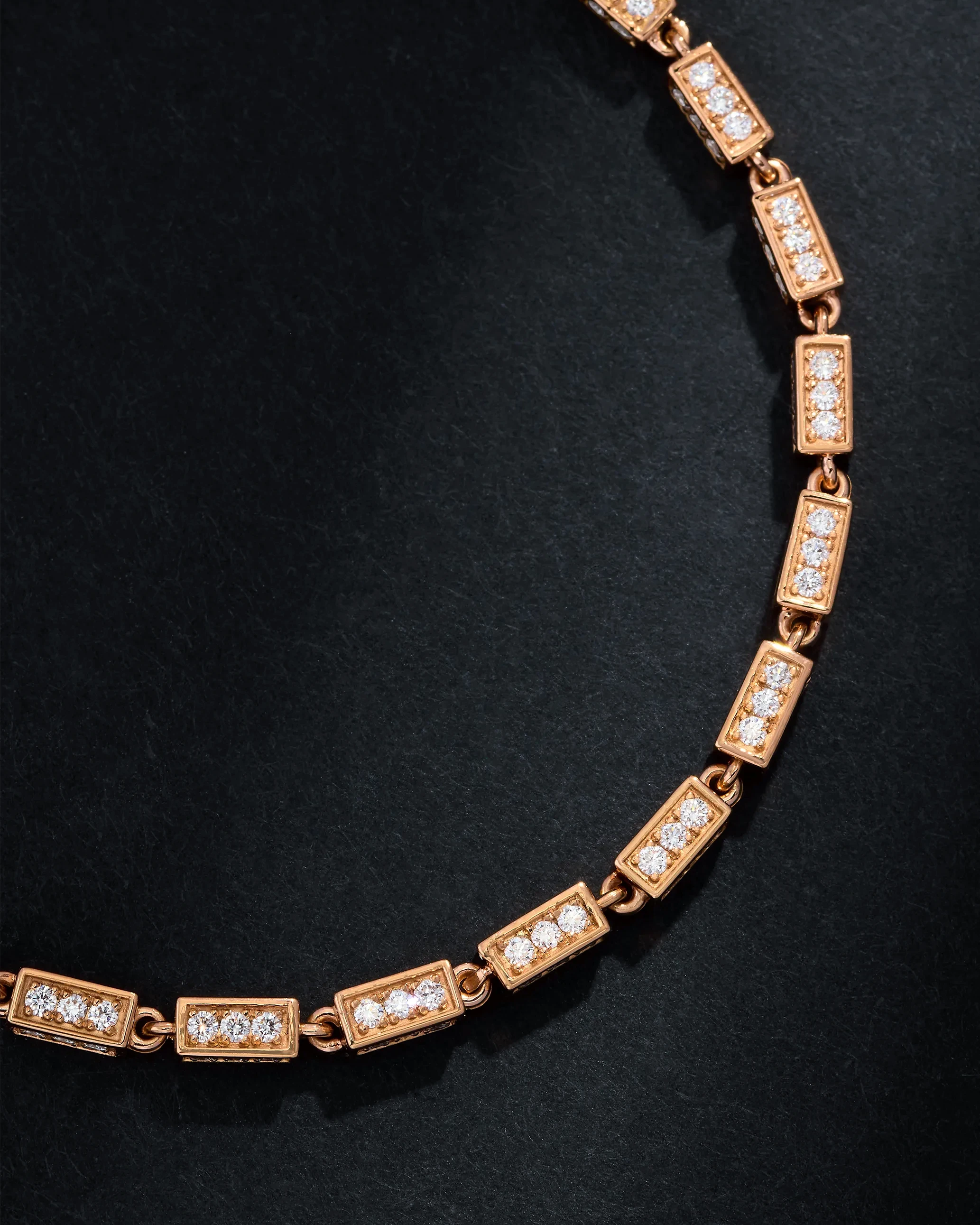 Suzanne Kalan Block-Chain Full Pave Diamond Medium Bracelet in 18k rose gold