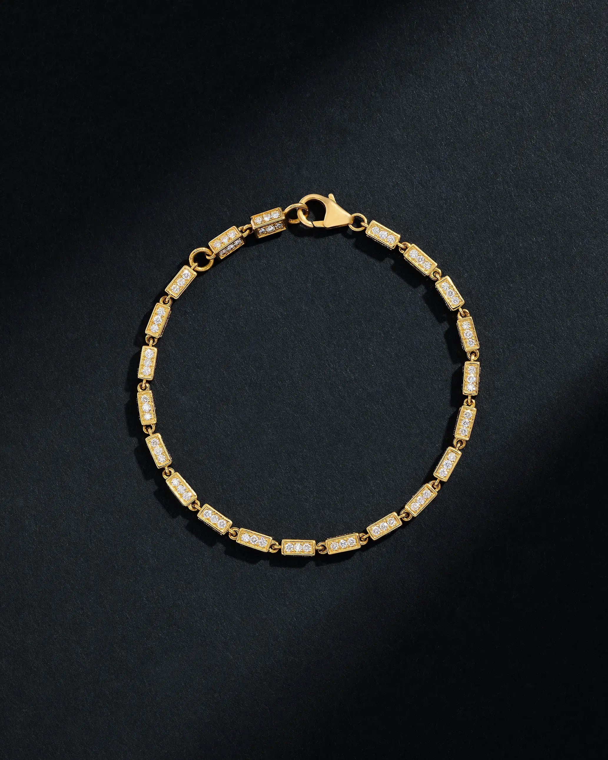 Suzanne Kalan Block-Chain Full Pave Diamond Medium Bracelet in 18k yellow gold
