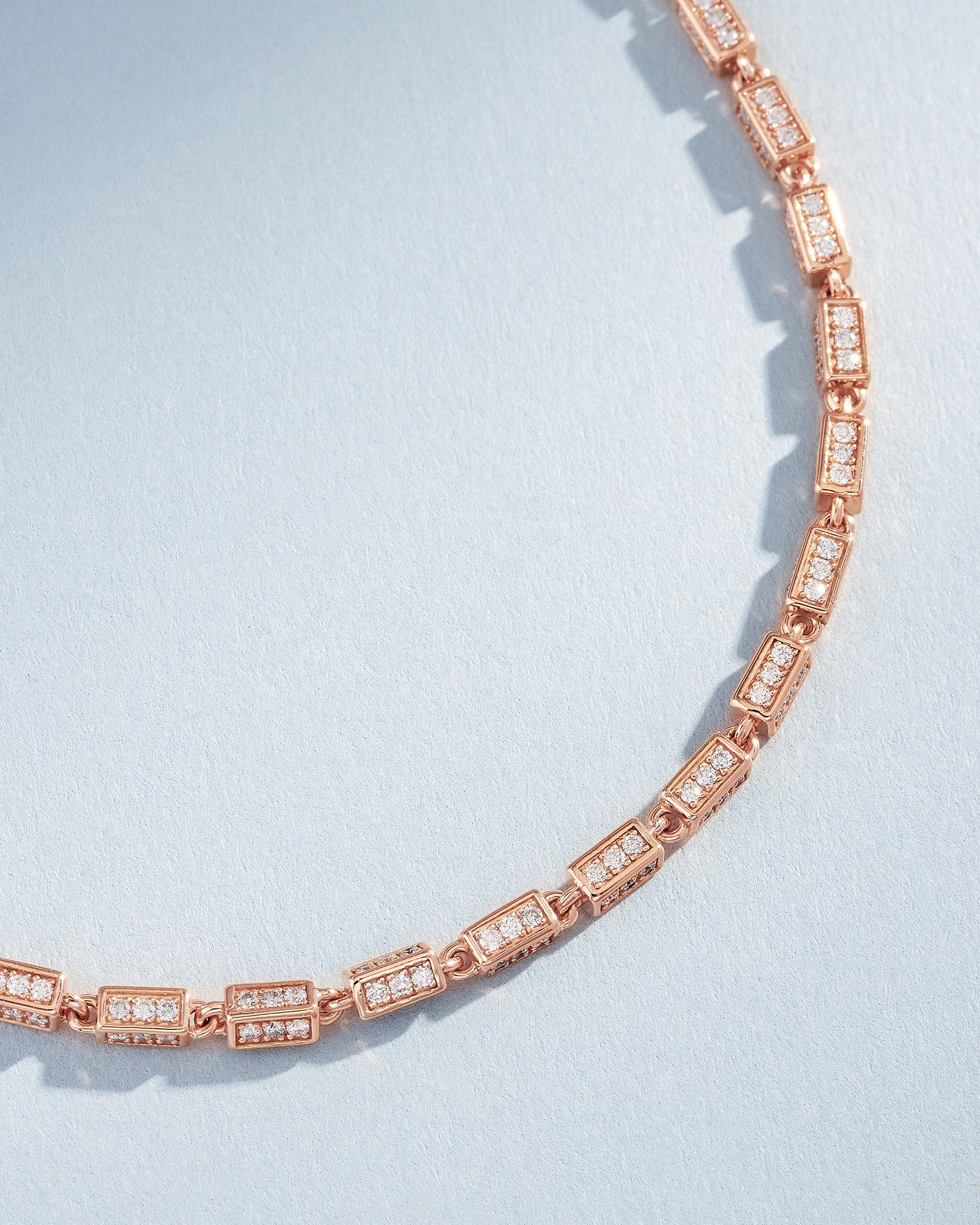 Suzanne Kalan Block-Chain Full Pave Diamond Thin Bracelet in 18k rose gold