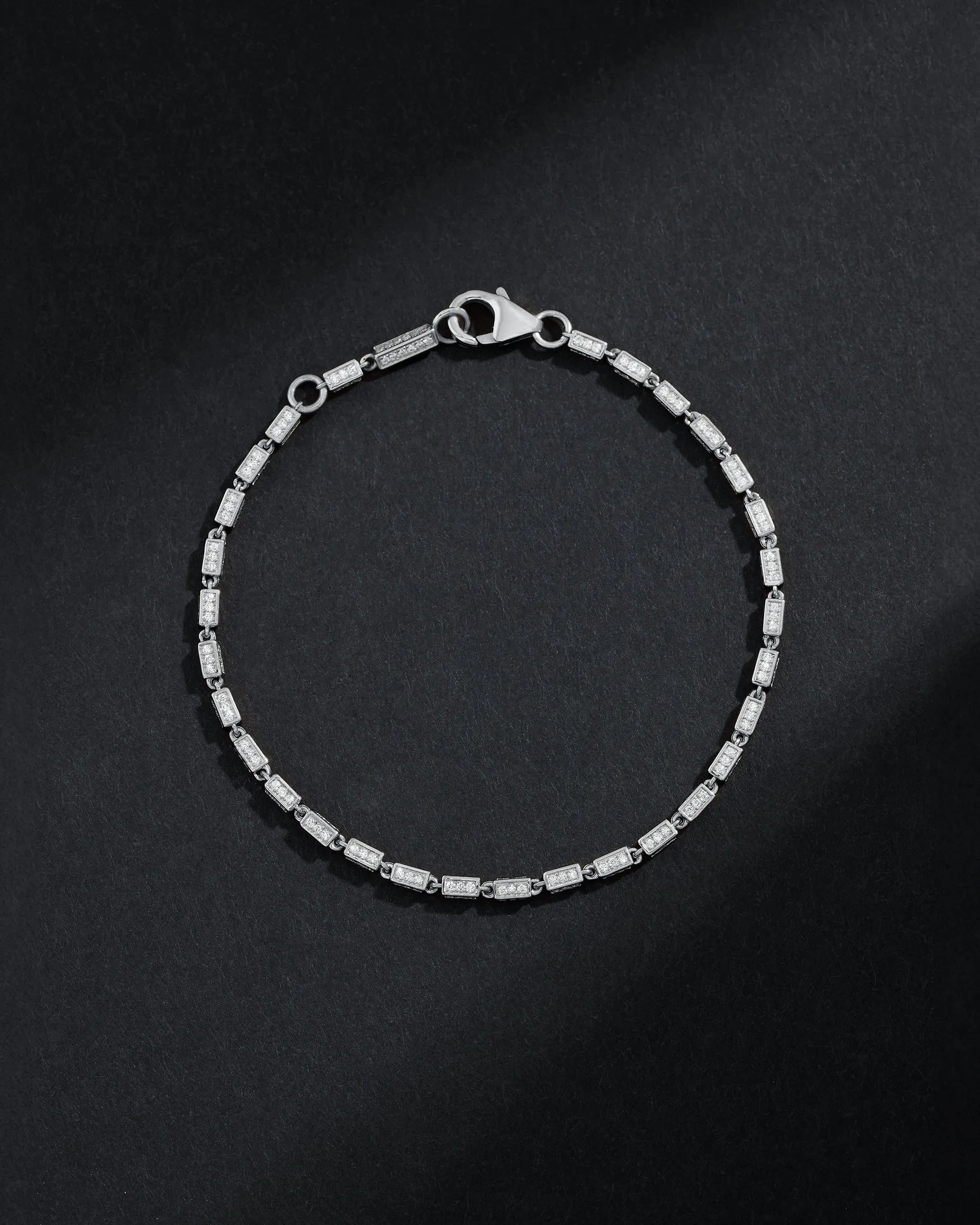 Suzanne Kalan Block-Chain Full Pave Diamond Thin Bracelet in 18k white gold