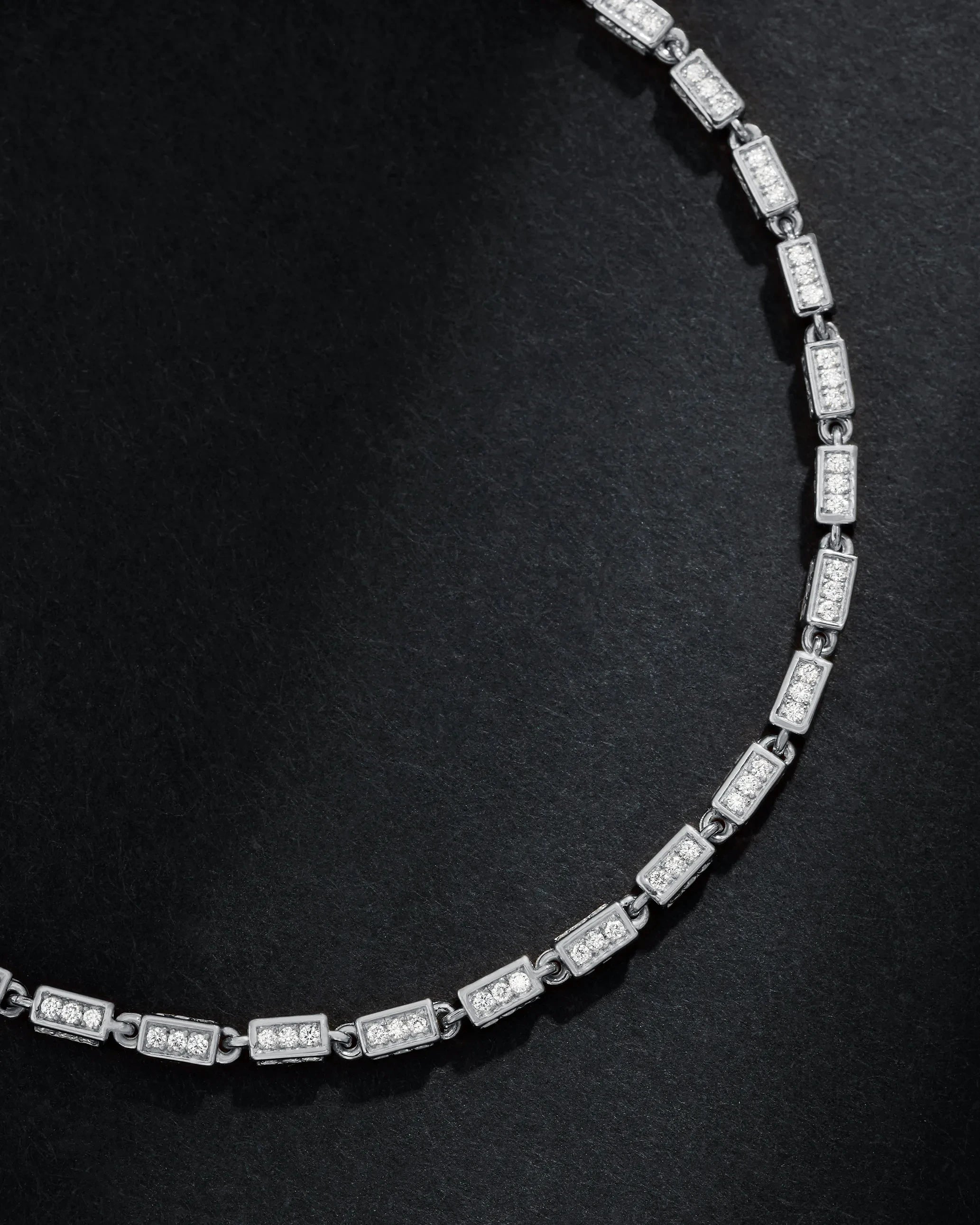 Suzanne Kalan Block-Chain Full Pave Diamond Thin Bracelet in 18k white gold