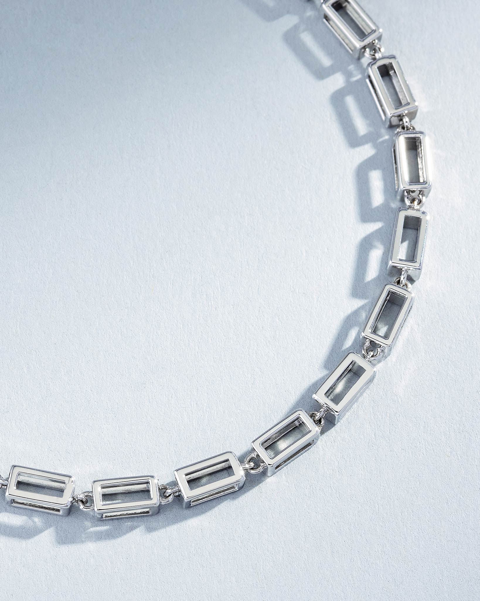 Suzanne Kalan Block-Chain Hollow Thick Bracelet in 18k white gold