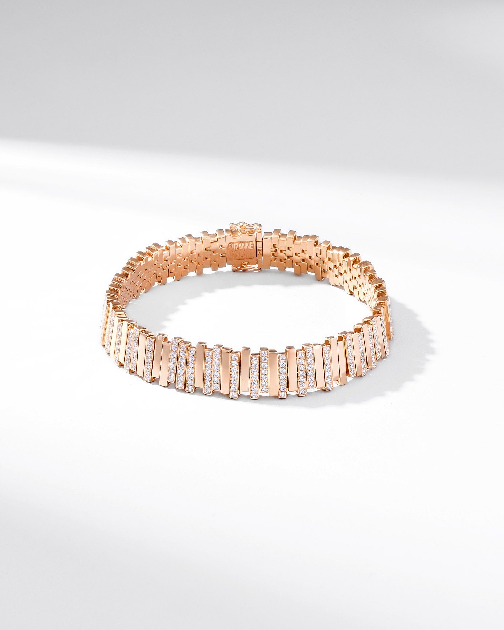 Suzanne Kalan Golden Stacker Half Pave Tennis Bracelet in 18k rose gold