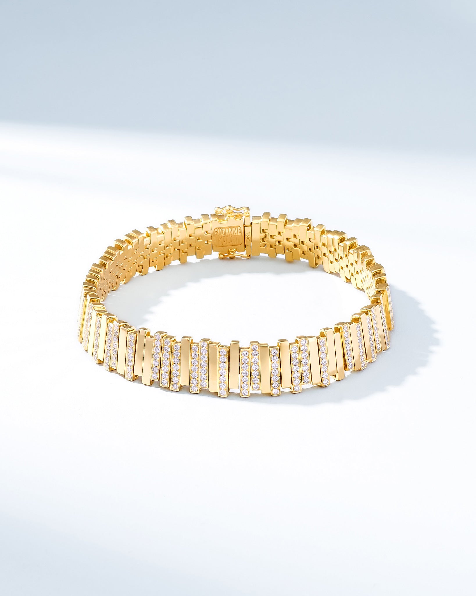 Suzanne Kalan Golden Stacker Half Pavé Tennis Bracelet in 18k yellow gold