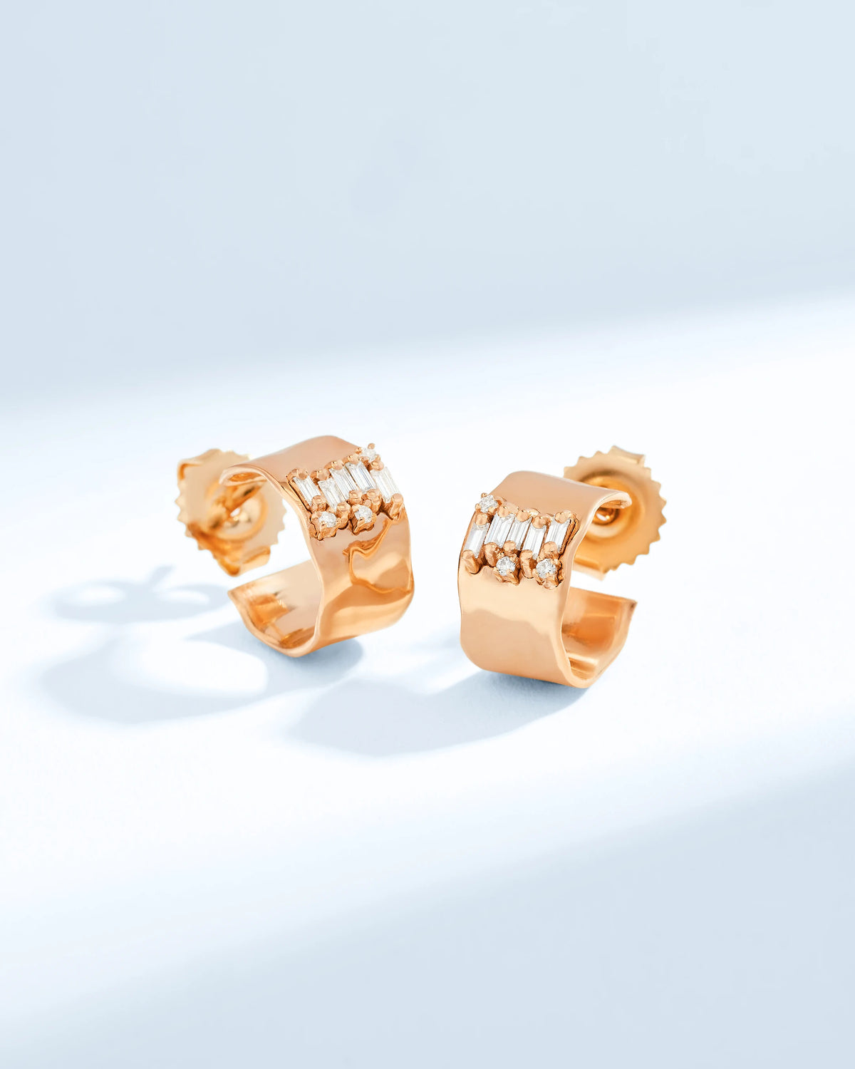 Suzanne Kalan Gilded Diamond Mini Hoops in 18k rose gold