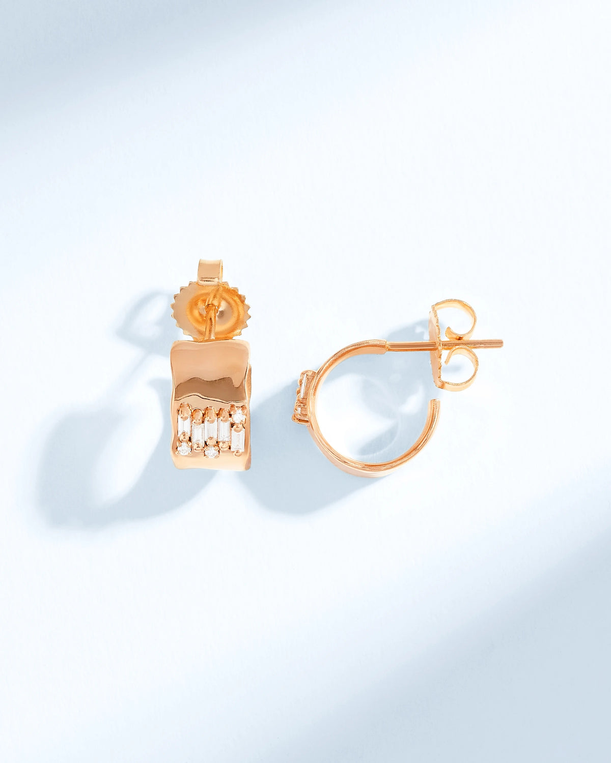 Suzanne Kalan Gilded Diamond Mini Hoops in 18k rose gold