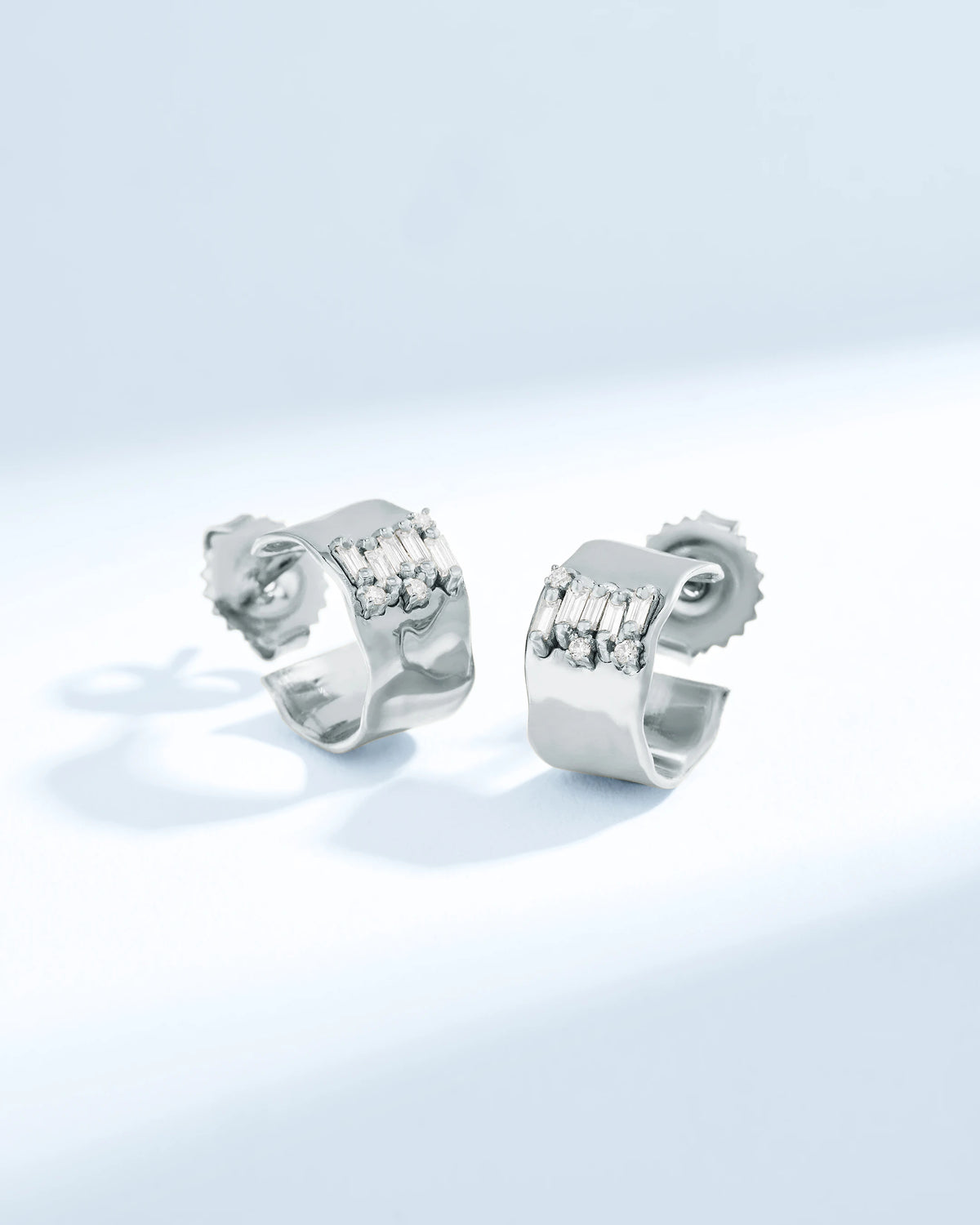Suzanne Kalan Gilded Diamond Mini Hoops in 18k white gold