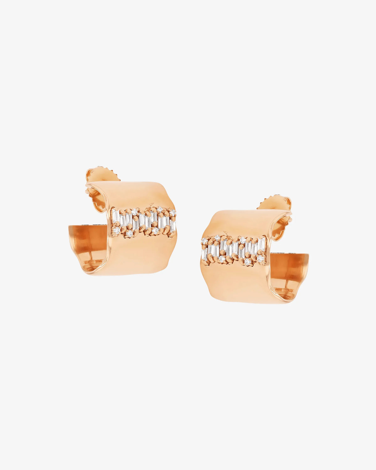 Suzanne Kalan Gilded Diamond Midi Hoops in rose gold