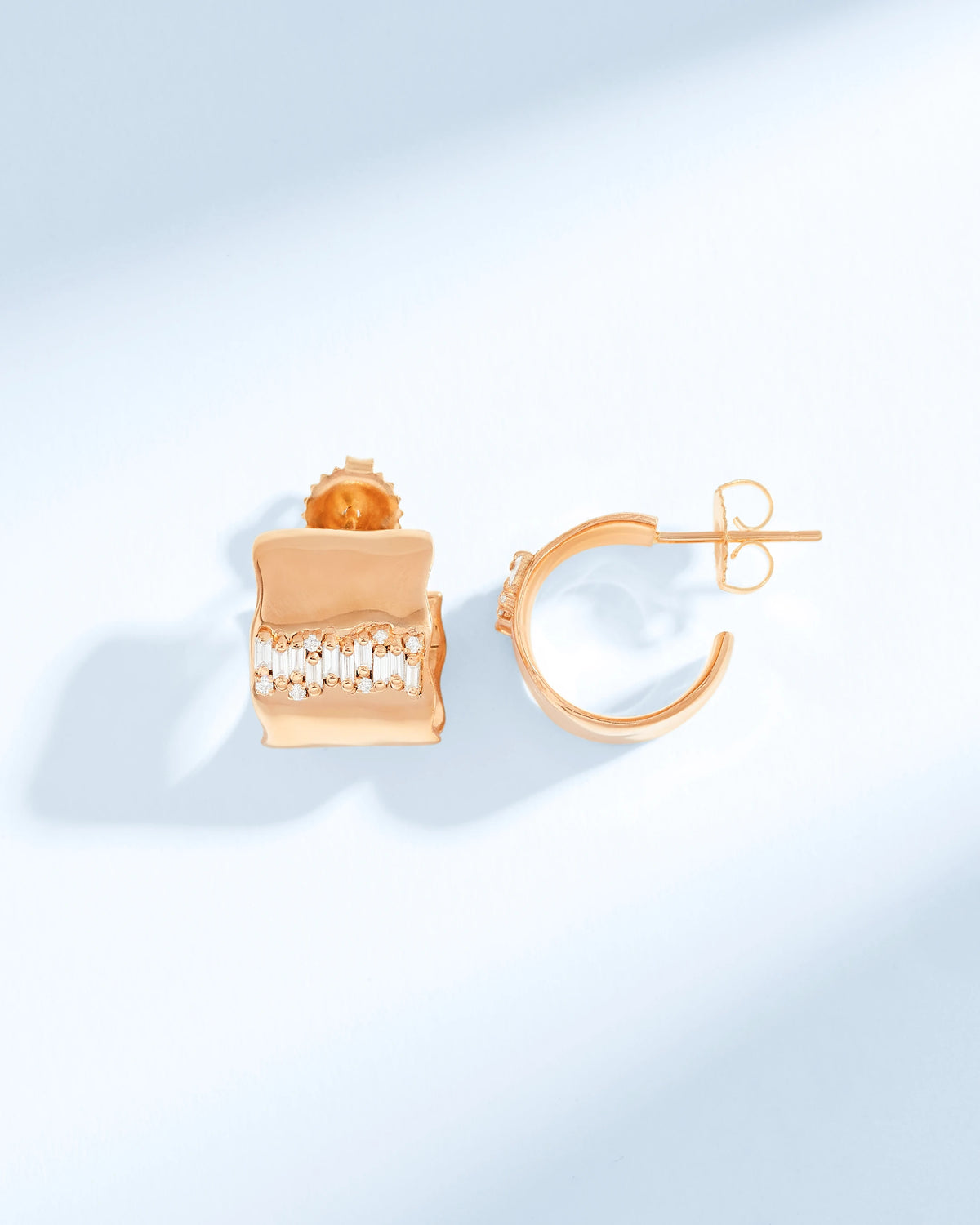 Suzanne Kalan Gilded Diamond Midi Hoops in rose gold