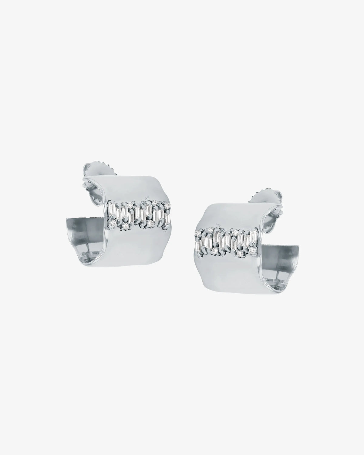 Suzanne Kalan Gilded Diamond Midi Hoops in white gold