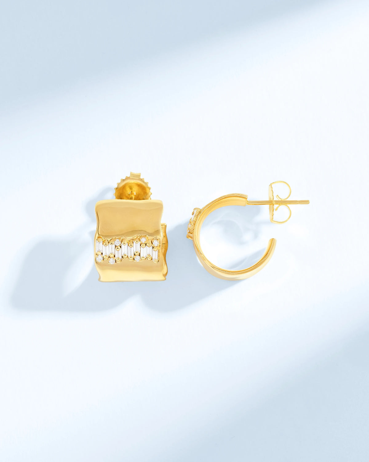 Suzanne Kalan Gilded Diamond Midi Hoops in yellow gold