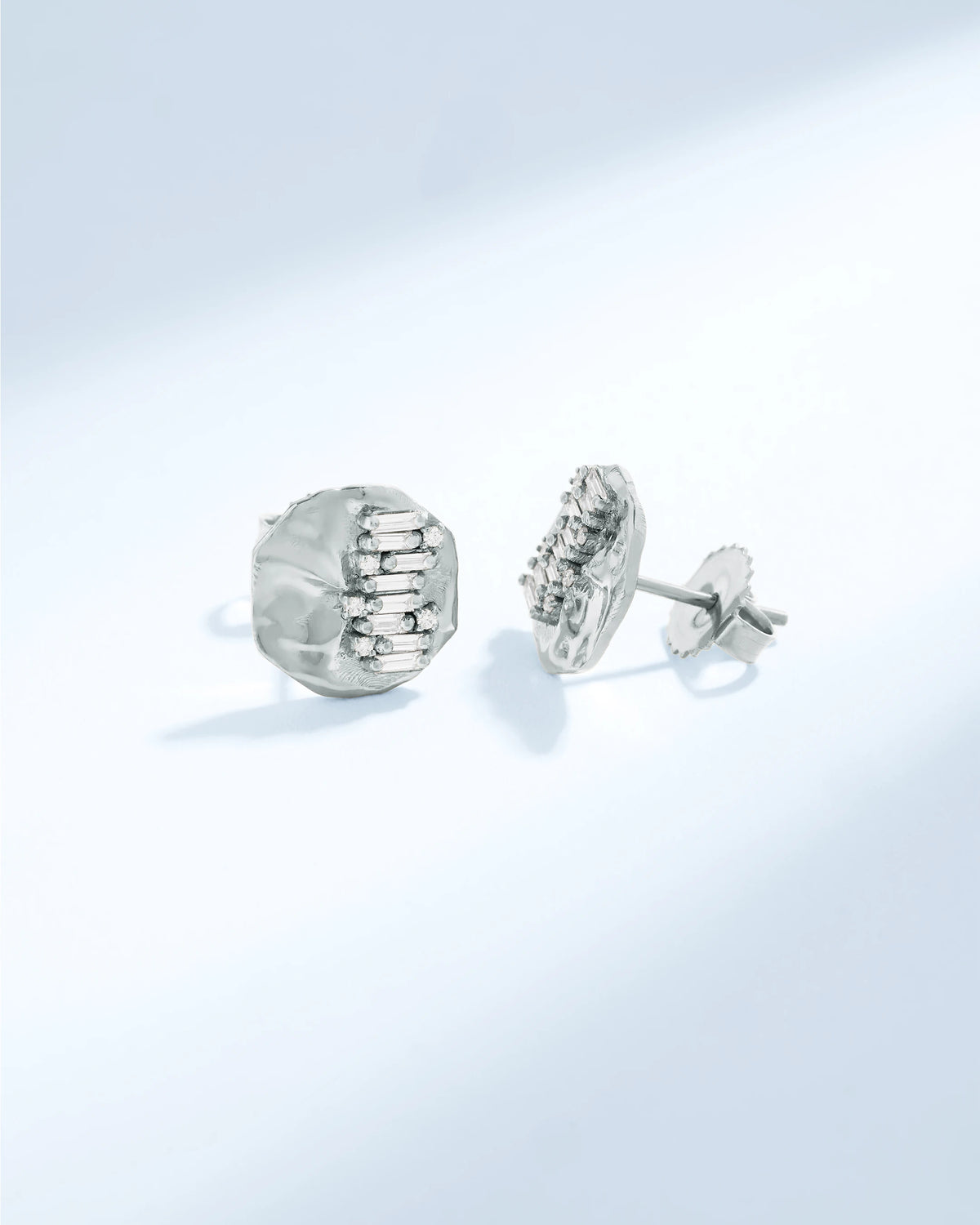 Suzanne Kalan Gilded Diamond Studs in 18k white gold