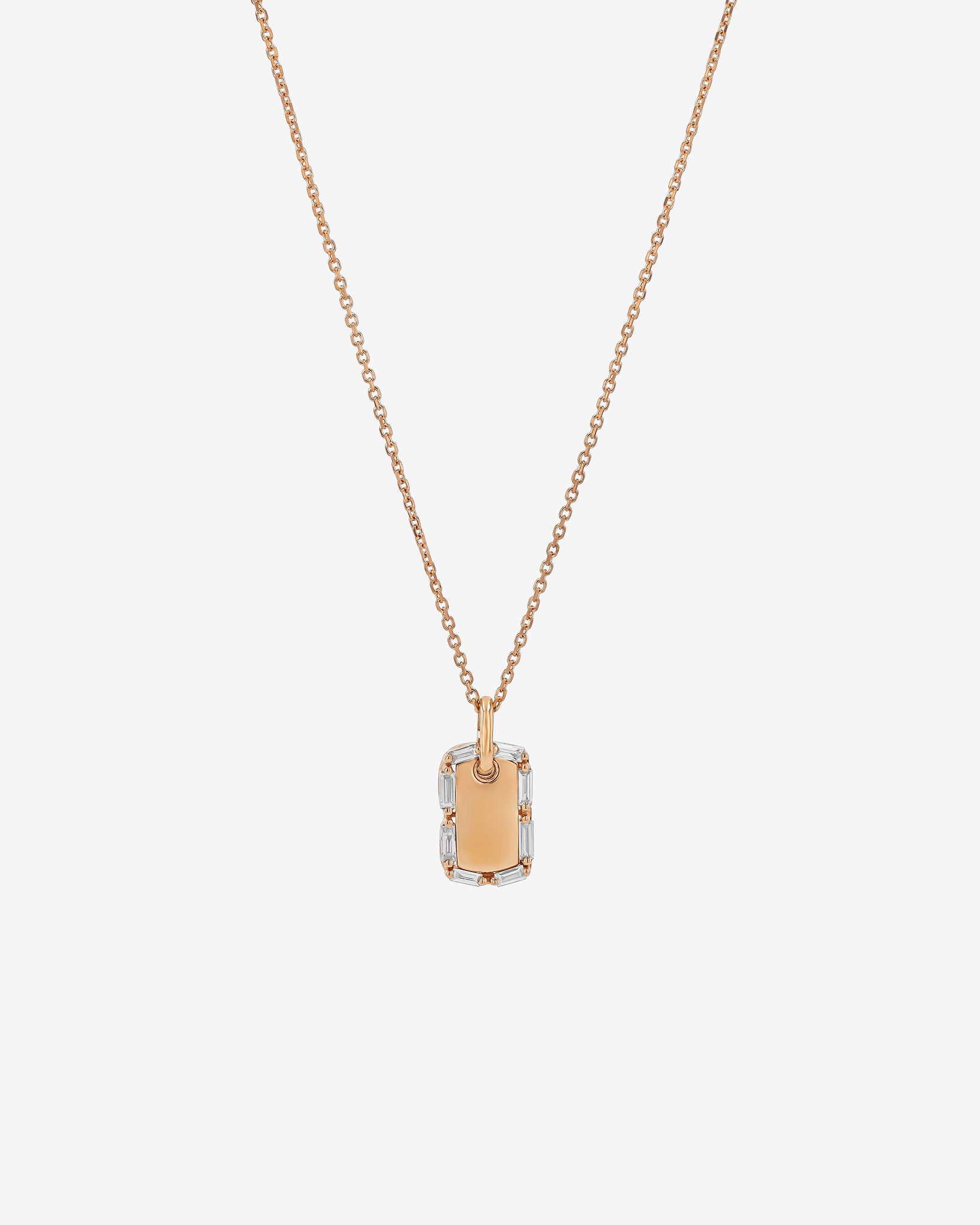 Suzanne Kalan Golden Mini Dog Tag Diamond Pendant in 18k rose gold