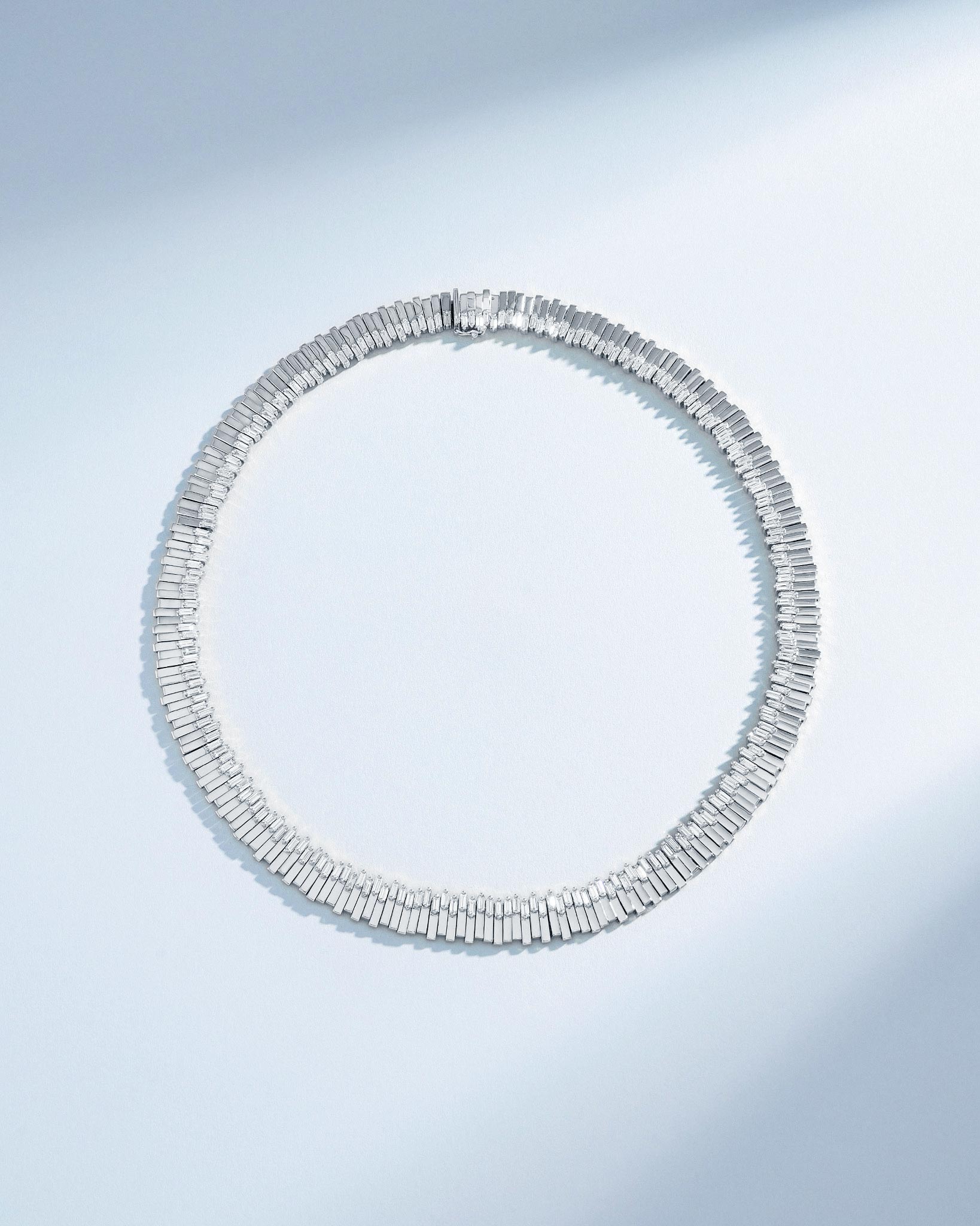 Suzanne Kalan Golden Midi Stacker Diamond Tennis Necklace in 18k white gold