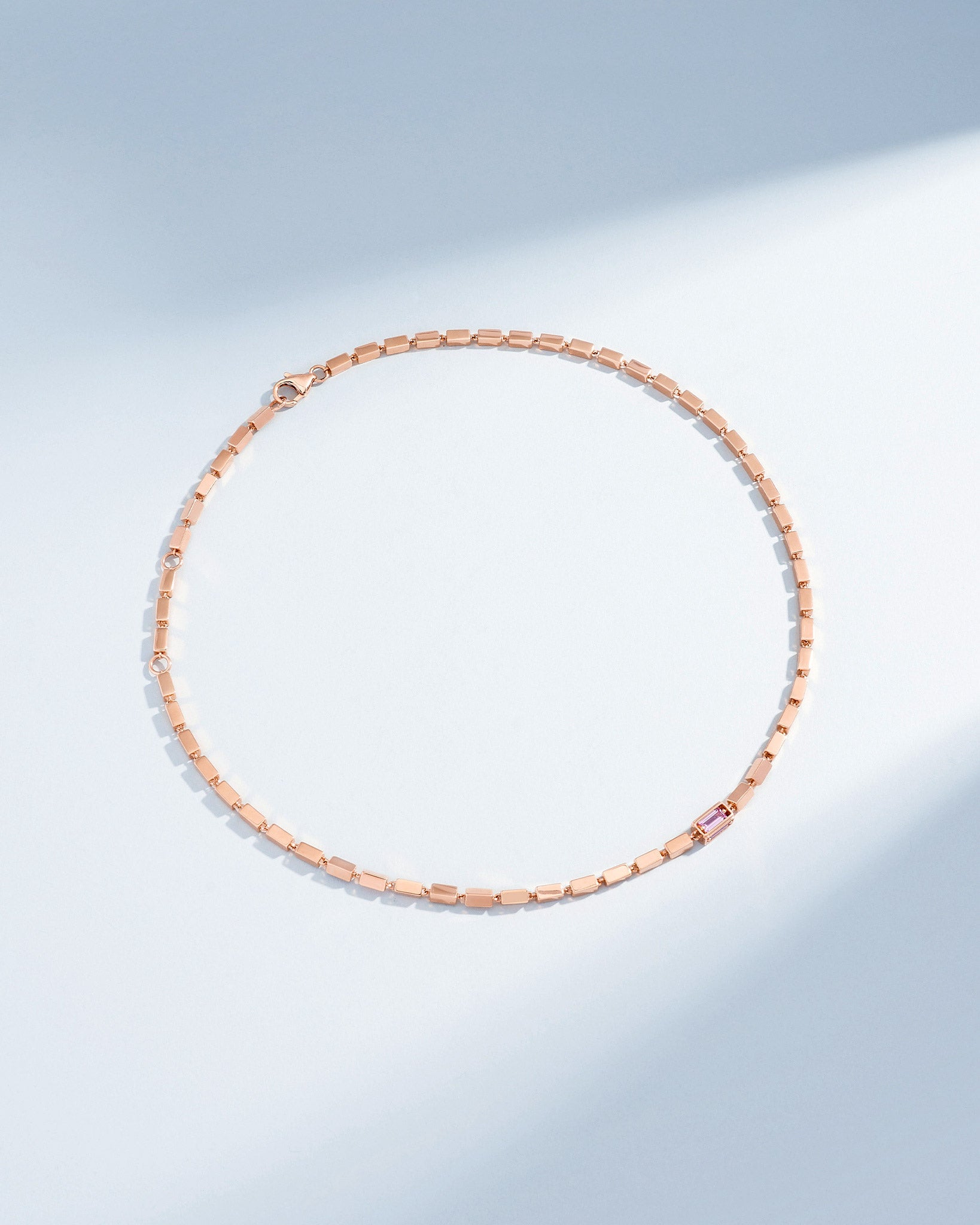 Suzanne Kalan Block-Chain Single Pink Sapphire Thick Necklace in 18k rose gold
