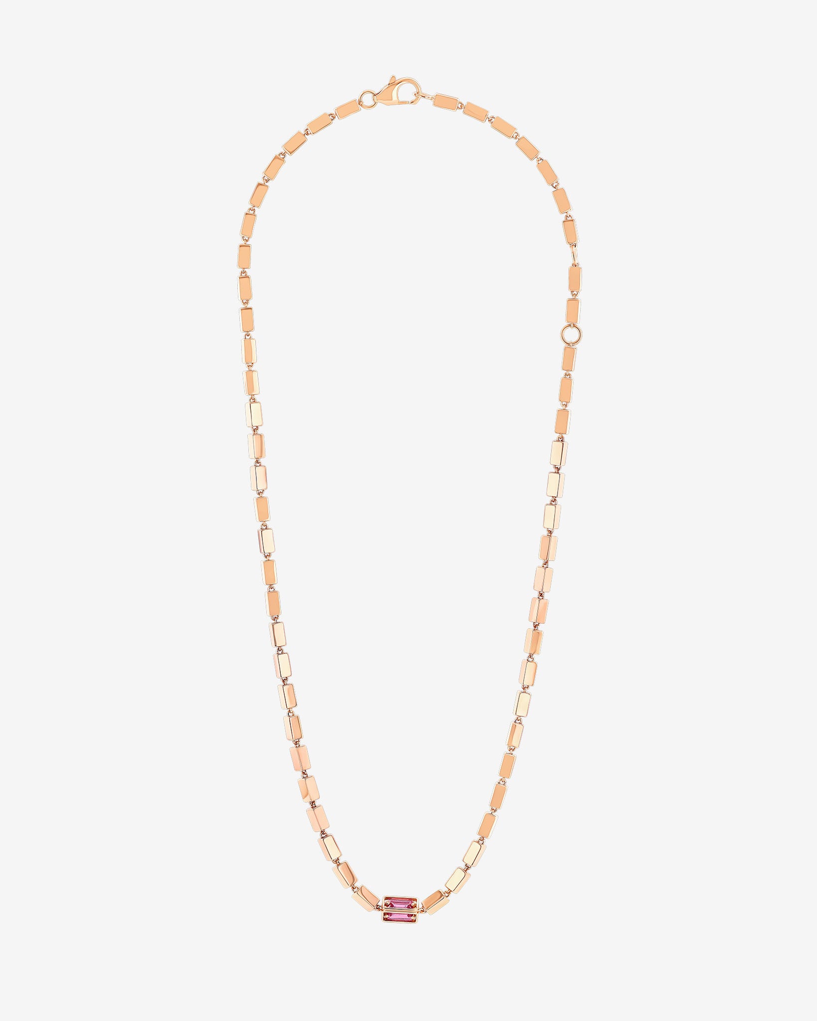 Suzanne Kalan Block-Chain Single Pink Sapphire Thick Necklace in 18k rose gold