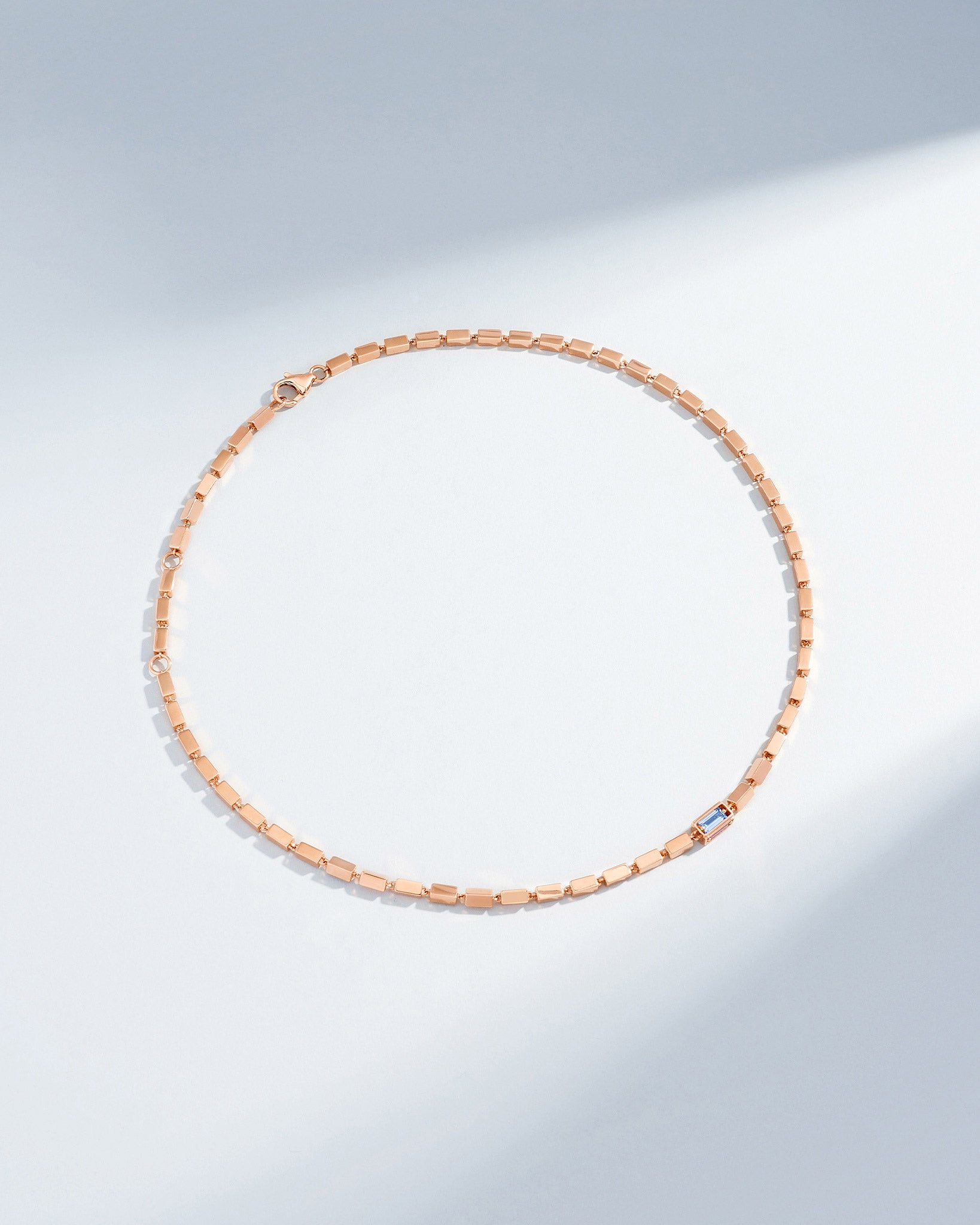 Suzanne Kalan Block-Chain Single Pastel Sapphire Thick Necklace in 18k rose gold