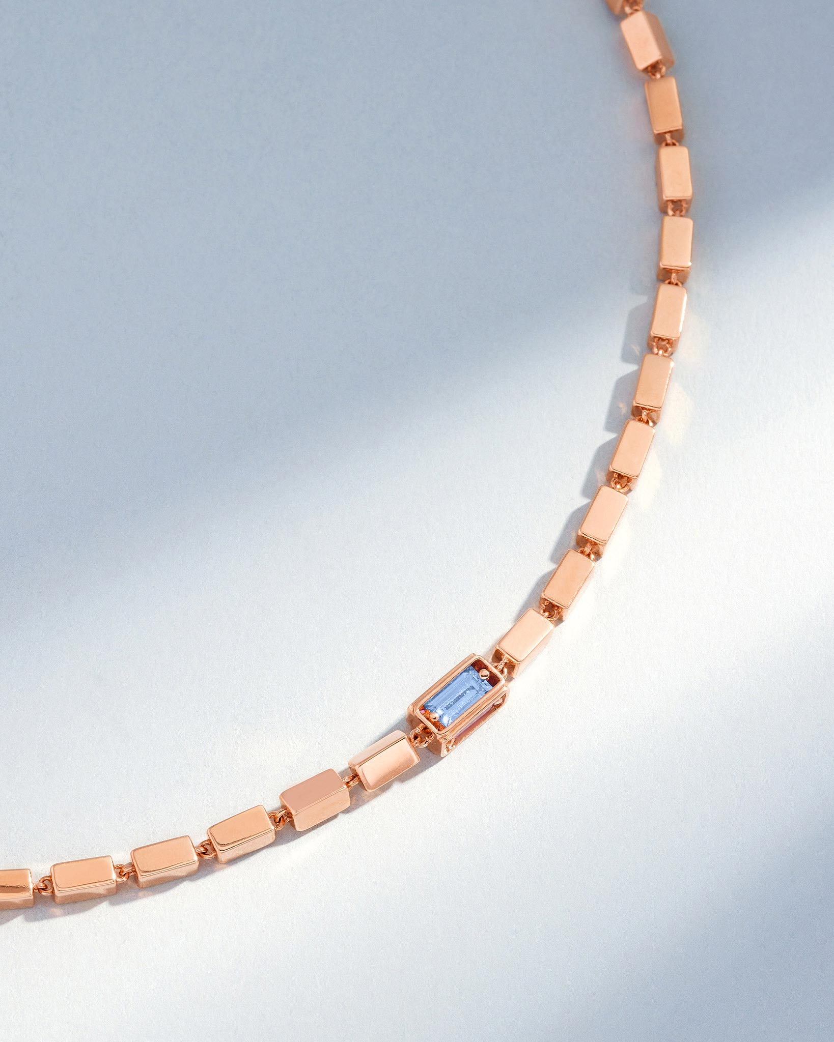 Suzanne Kalan Block-Chain Single Pastel Sapphire Thick Necklace in 18k rose gold