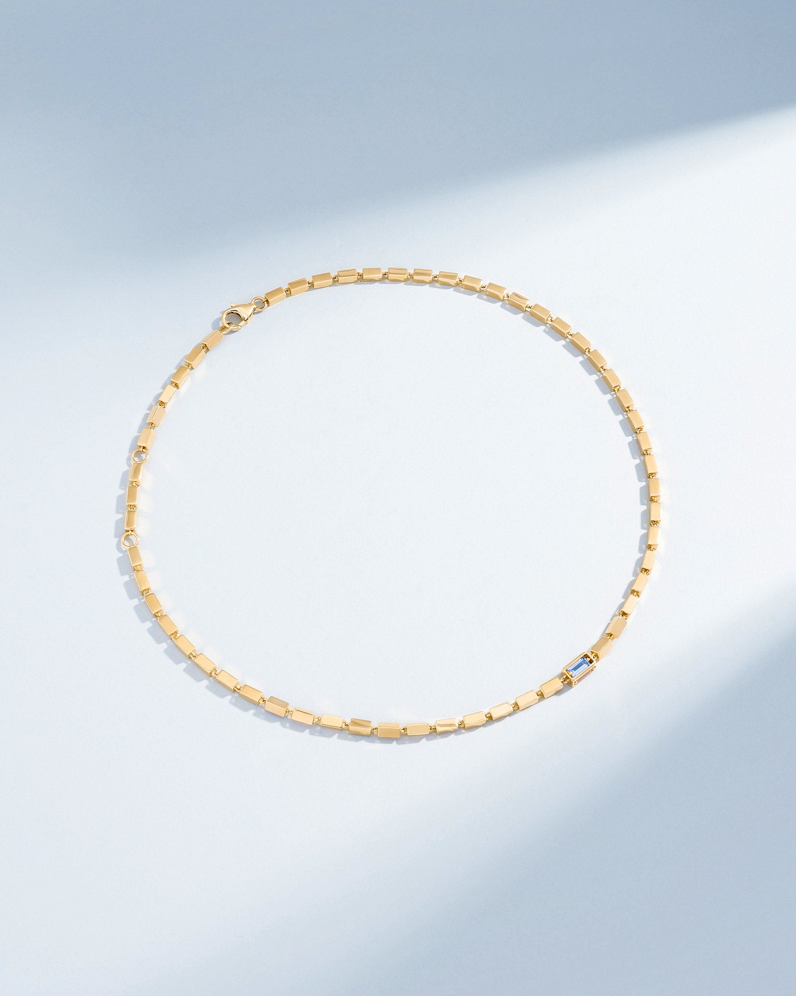 Suzanne Kalan Block-Chain Single Pastel Sapphire Thick Necklace in 18k yellow gold