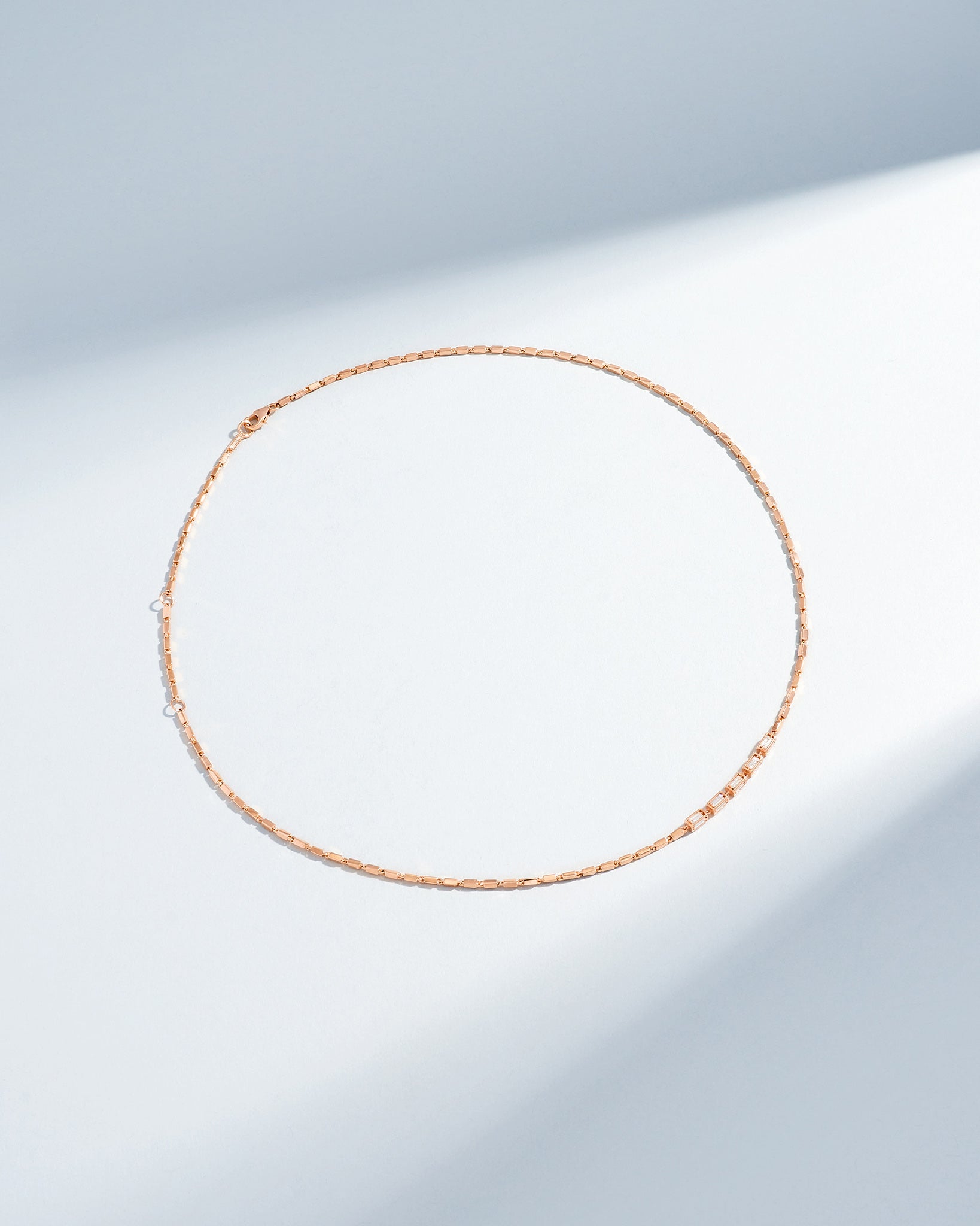 Suzanne Kalan Block-Chain Multi-Diamond Thin Necklace in 18k rose gold