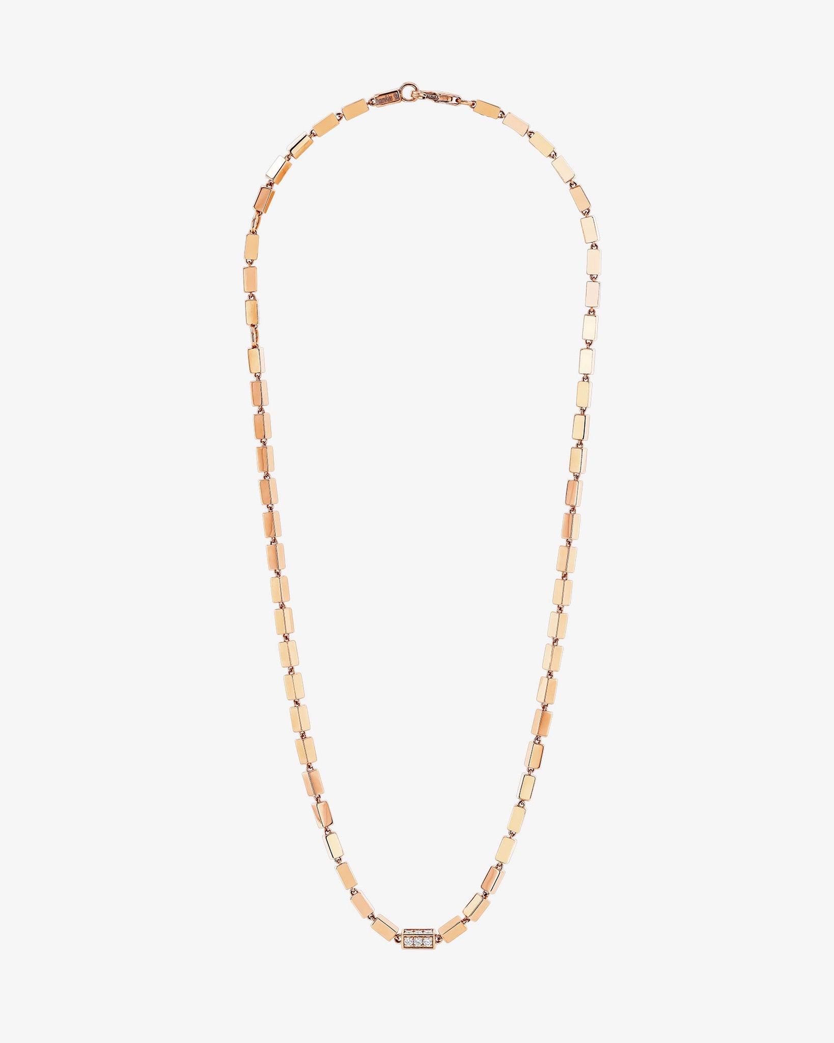 Suzanne Kalan Block-Chain Single Pave Diamond Thick Necklace in 18k rose gold