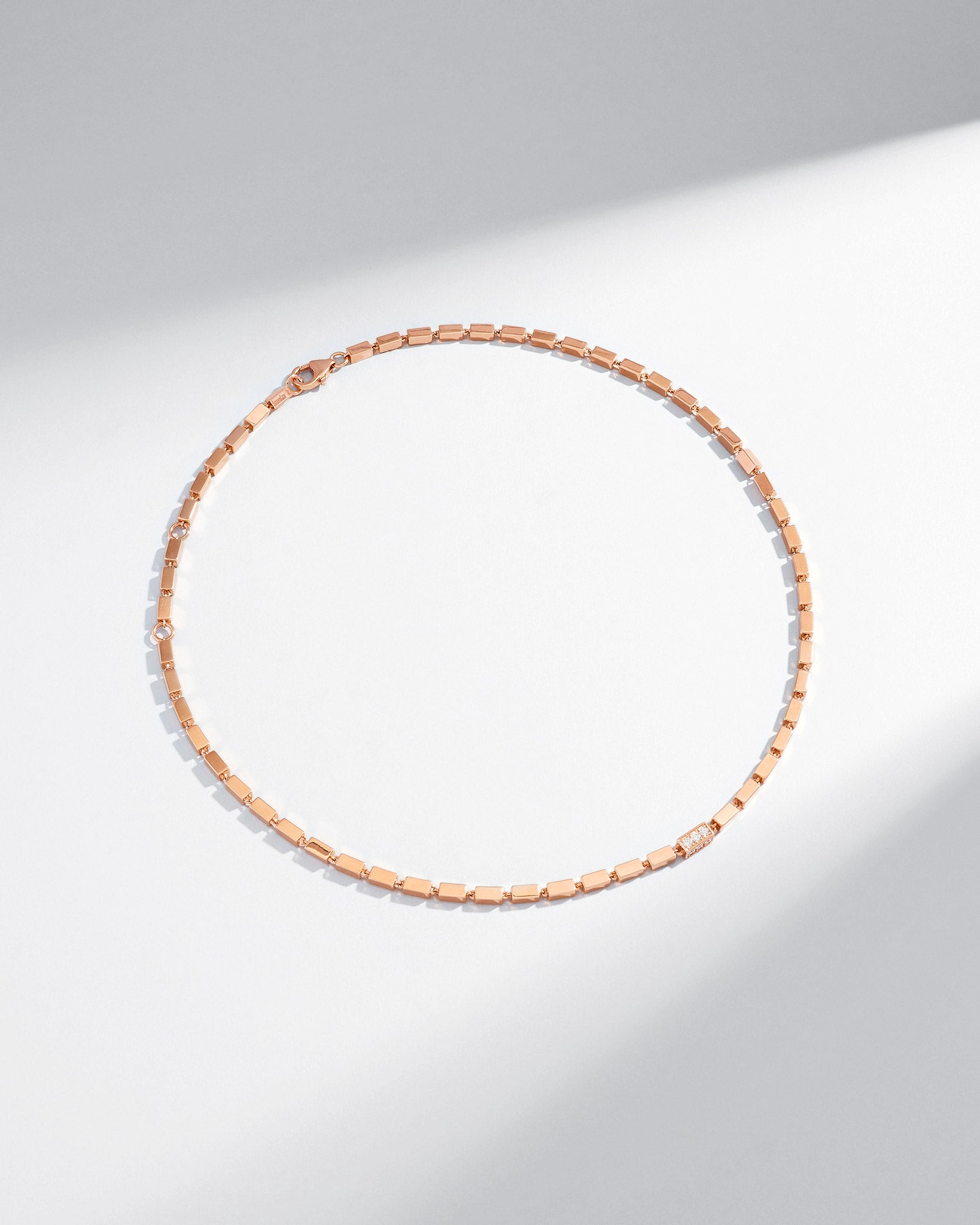 Suzanne Kalan Block-Chain Single Pave Diamond Thick Necklace in 18k rose gold