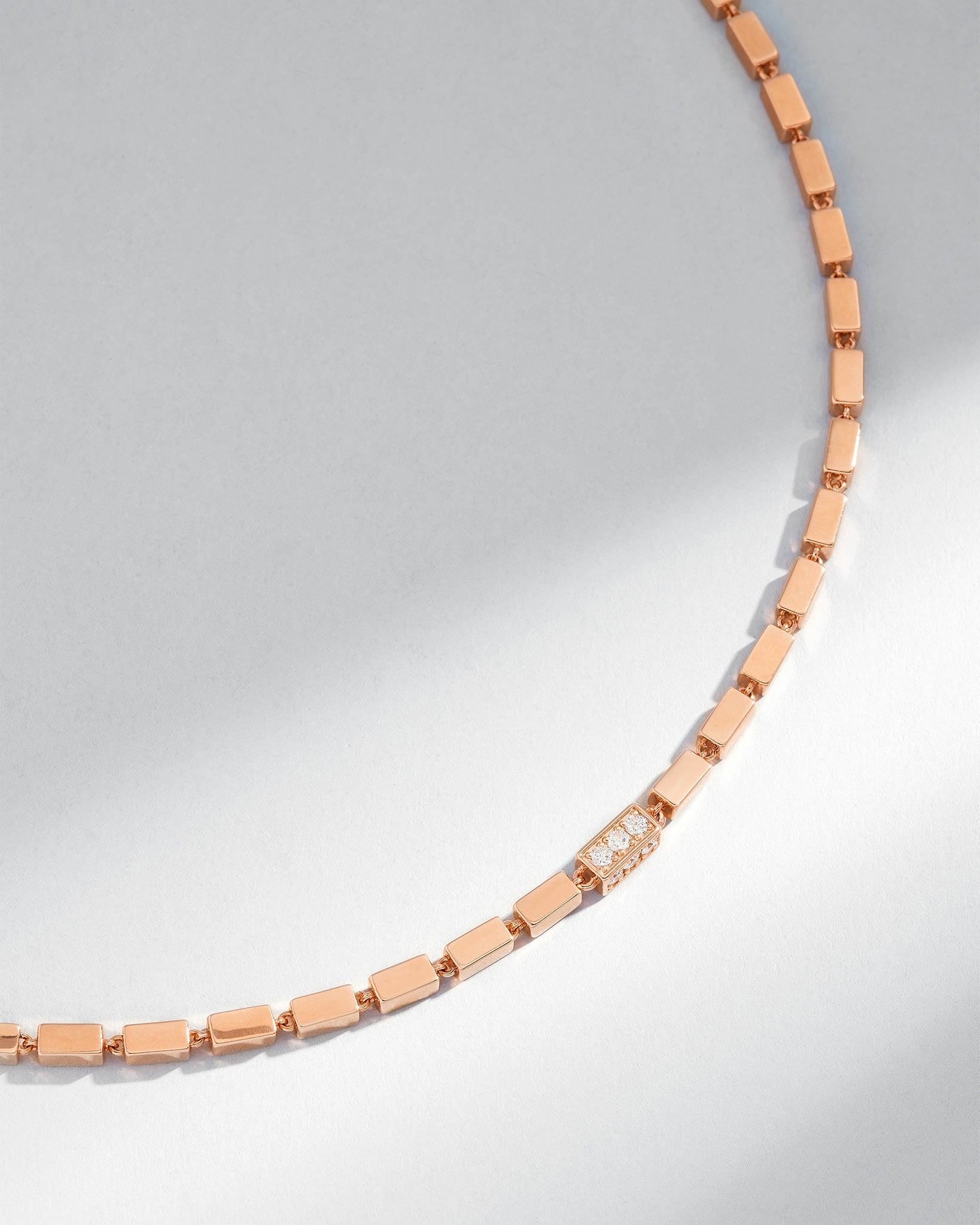 Suzanne Kalan Block-Chain Single Pave Diamond Thick Necklace in 18k rose gold