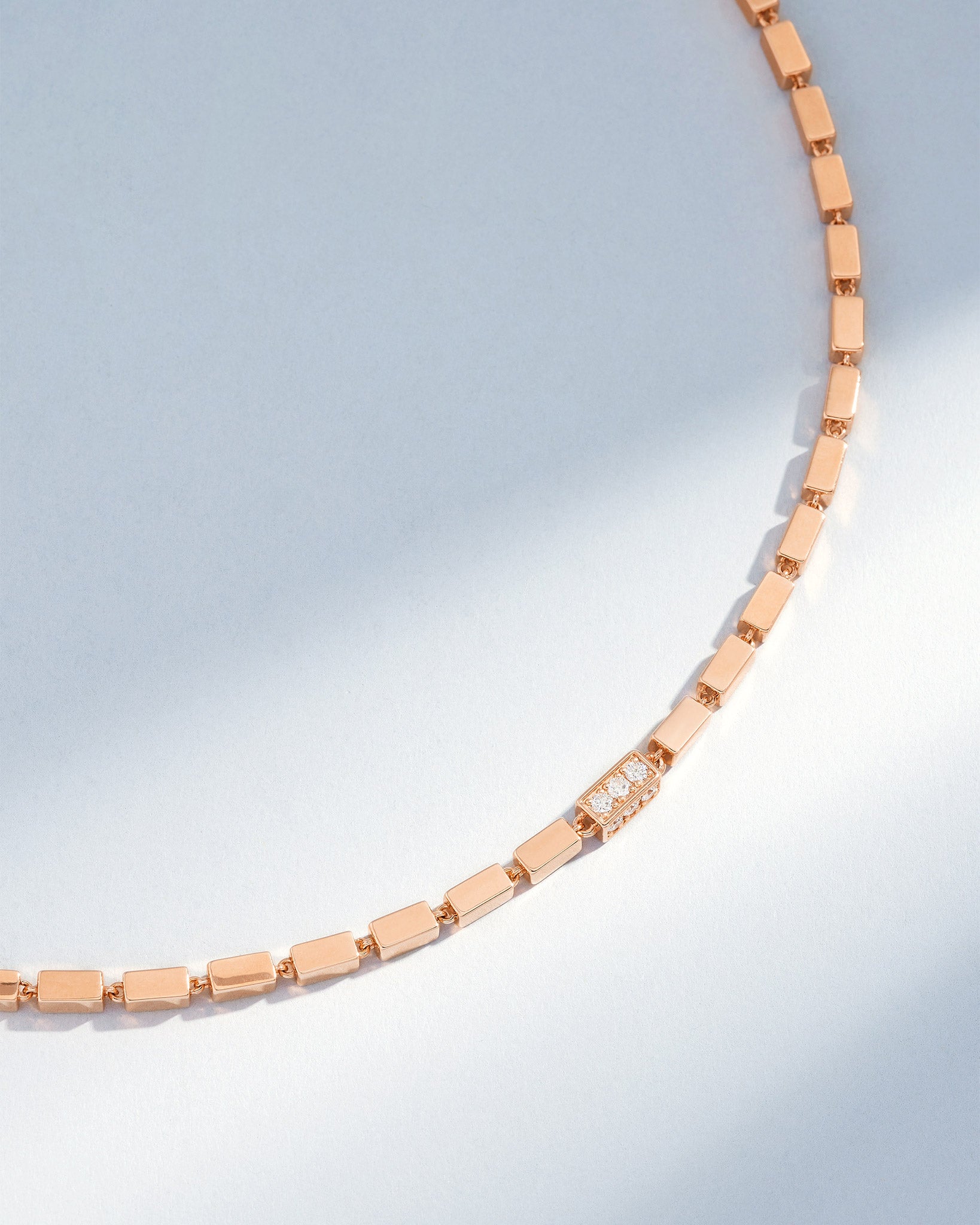 Suzanne Kalan Block-Chain Single Pave Diamond Thick Necklace in 18k rose gold