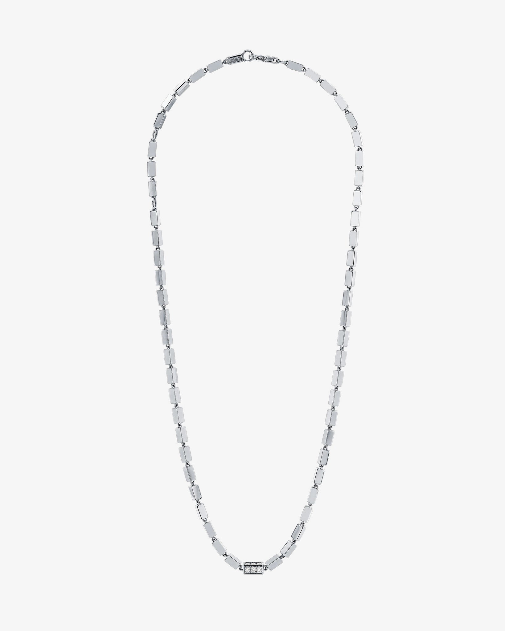 Suzanne Kalan Block-Chain Single Pave Diamond Thick Necklace in 18k white gold