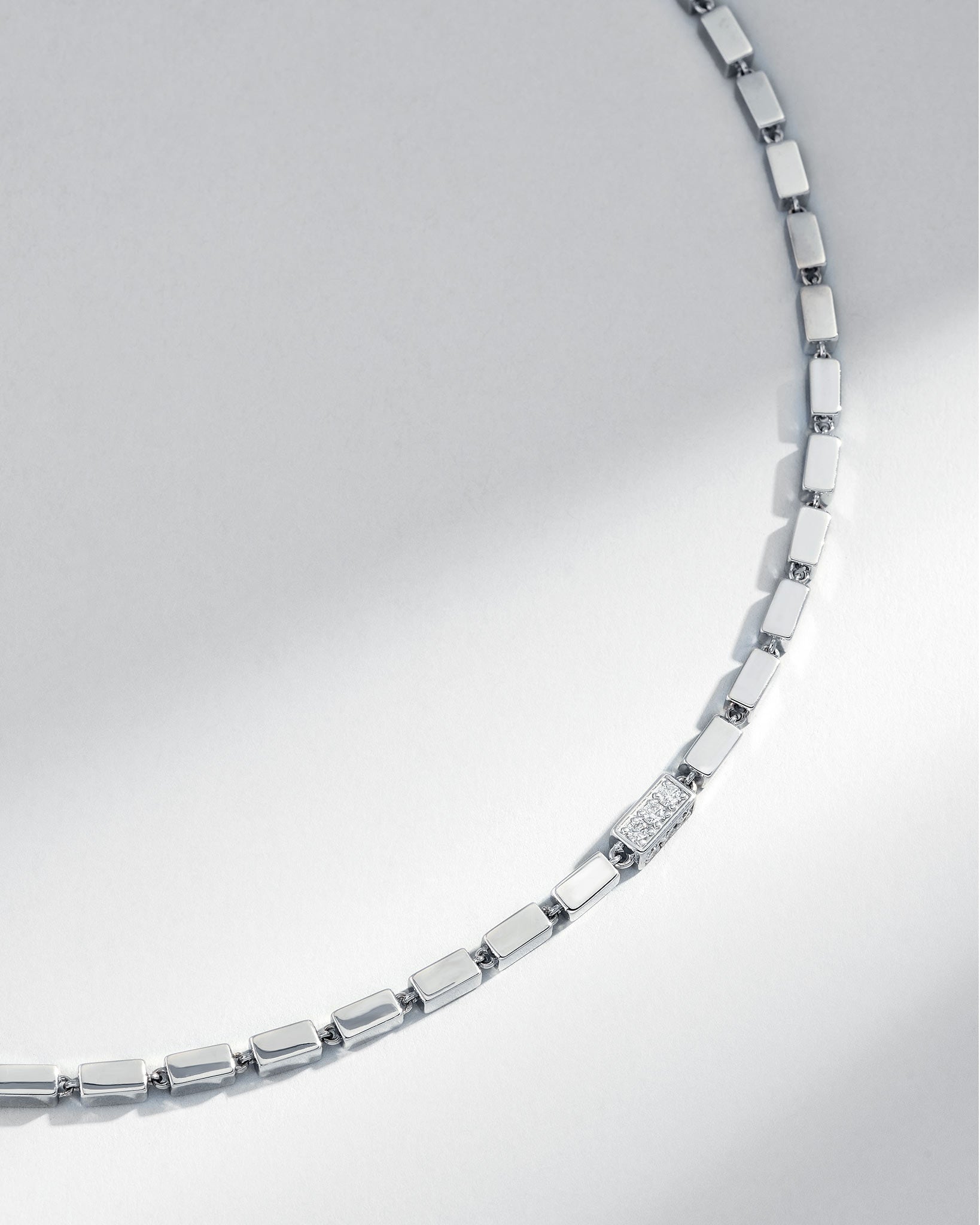 Suzanne Kalan Block-Chain Single Pave Diamond Thick Necklace in 18k white gold