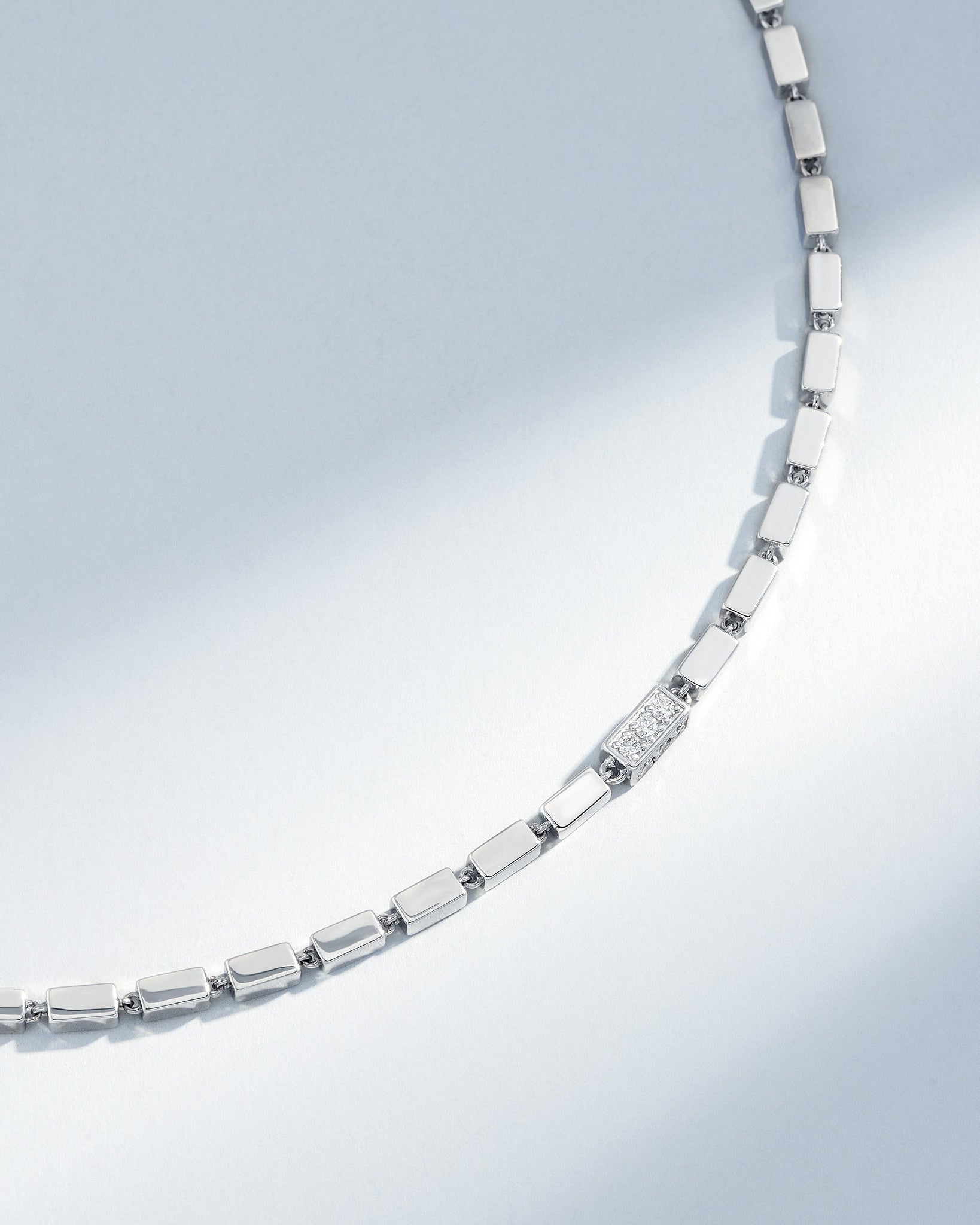 Suzanne Kalan Block-Chain Single Pave Diamond Thick Necklace in 18k white gold