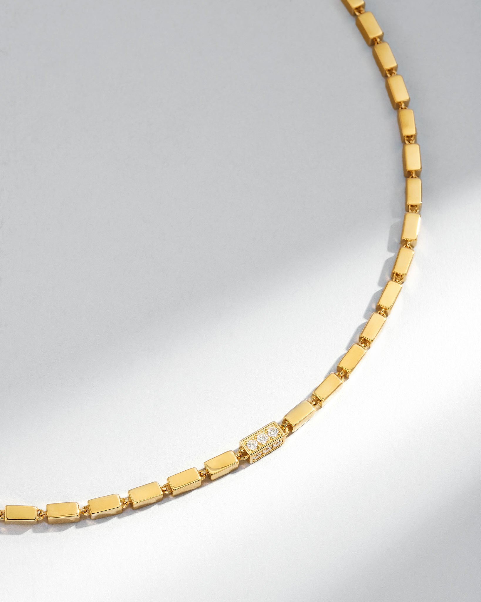 Suzanne Kalan Block-Chain Single Pave Diamond Thick Necklace in 18k yellow gold