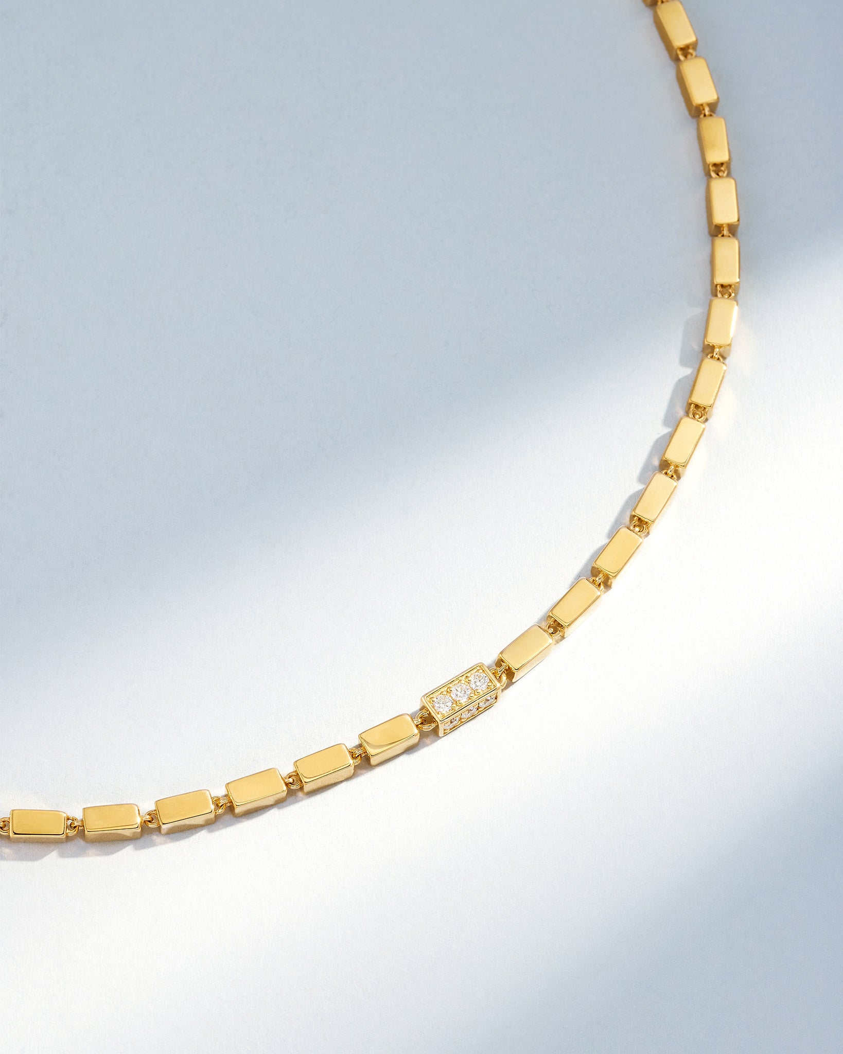 Suzanne Kalan Block-Chain Single Pave Diamond Thick Necklace in 18k yellow gold