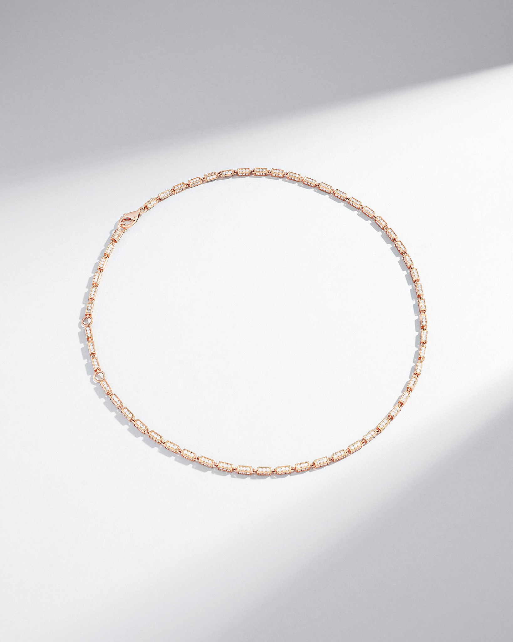 Suzanne Kalan Block-Chain Full Pave Diamond Medium Necklace in 18k rose gold