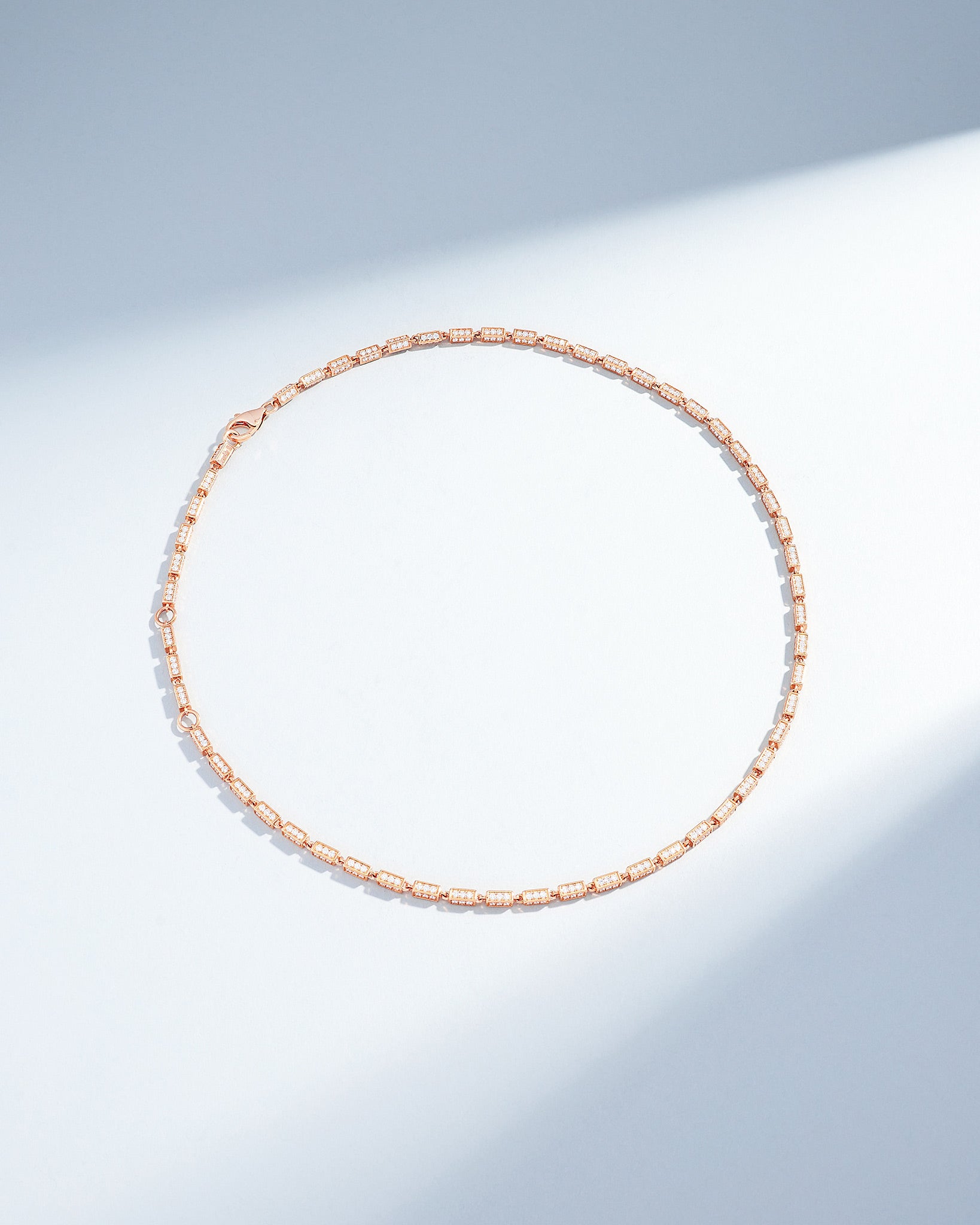 Suzanne Kalan Block-Chain Full Pave Diamond Medium Necklace in 18k rose gold