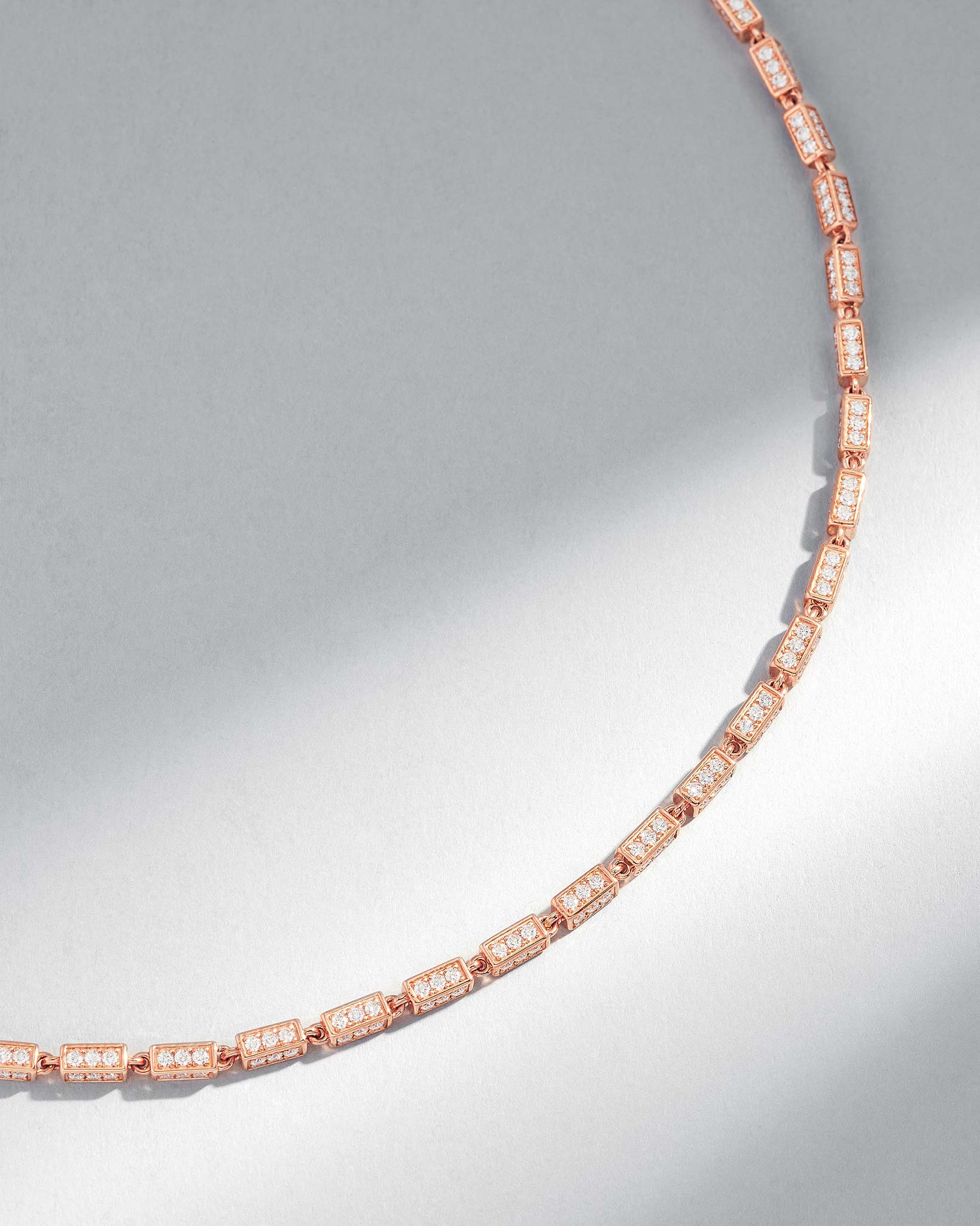 Suzanne Kalan Block-Chain Full Pave Diamond Medium Necklace in 18k rose gold