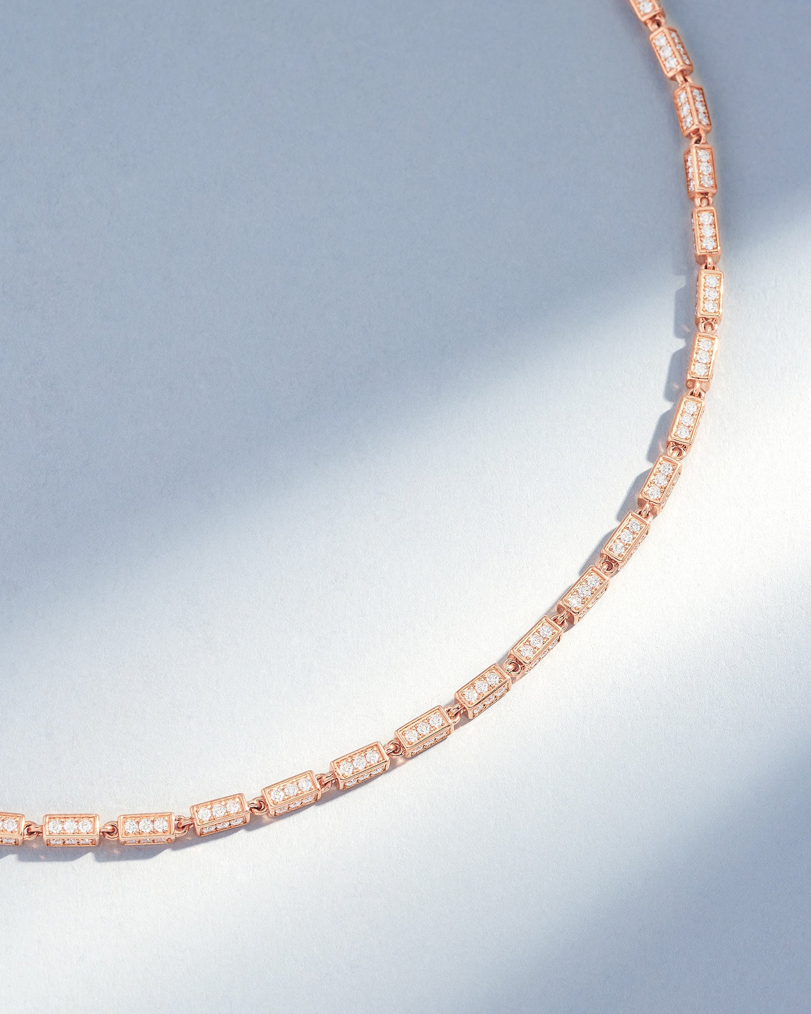 Suzanne Kalan Block-Chain Full Pave Diamond Medium Necklace in 18k rose gold
