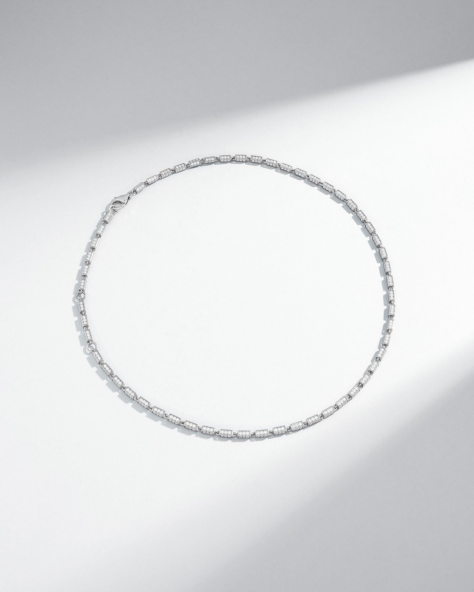 Suzanne Kalan Block-Chain Full Pave Diamond Medium Necklace in 18k white gold