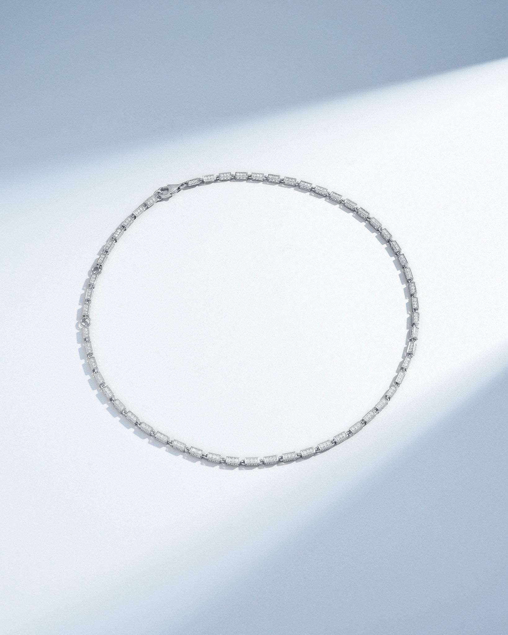 Suzanne Kalan Block-Chain Full Pave Diamond Medium Necklace in 18k white gold