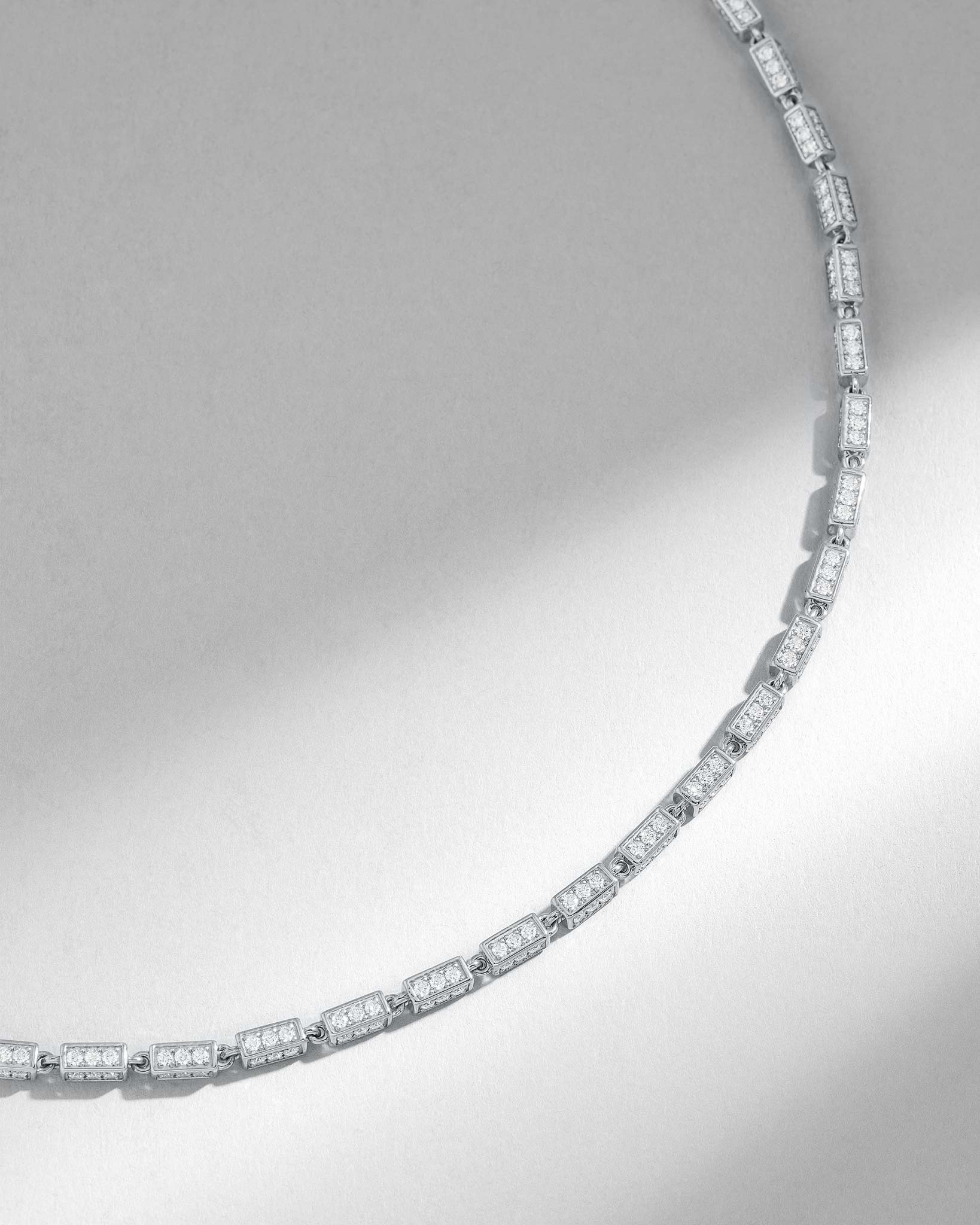 Suzanne Kalan Block-Chain Full Pave Diamond Medium Necklace in 18k white gold