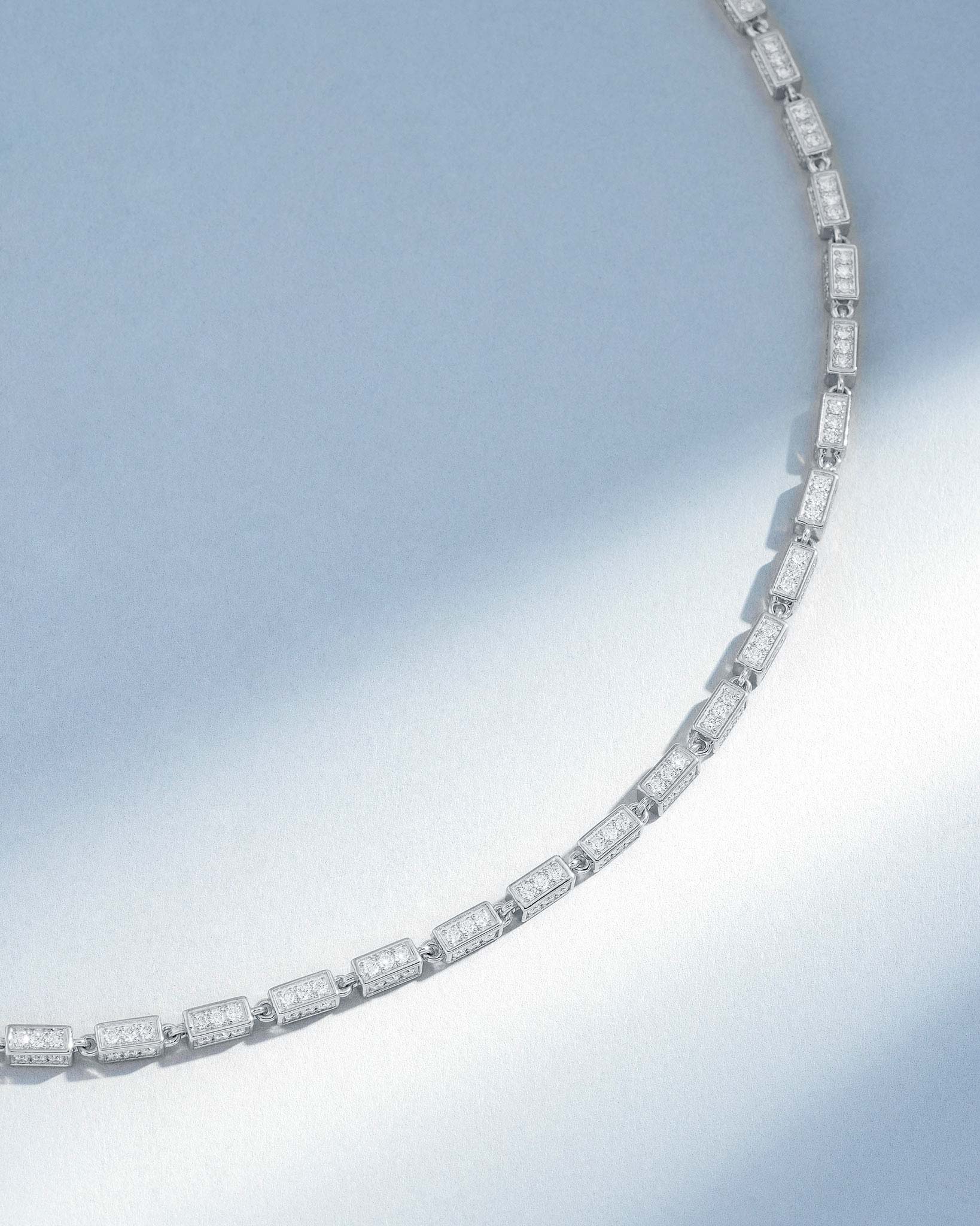 Suzanne Kalan Block-Chain Full Pave Diamond Medium Necklace in 18k white gold