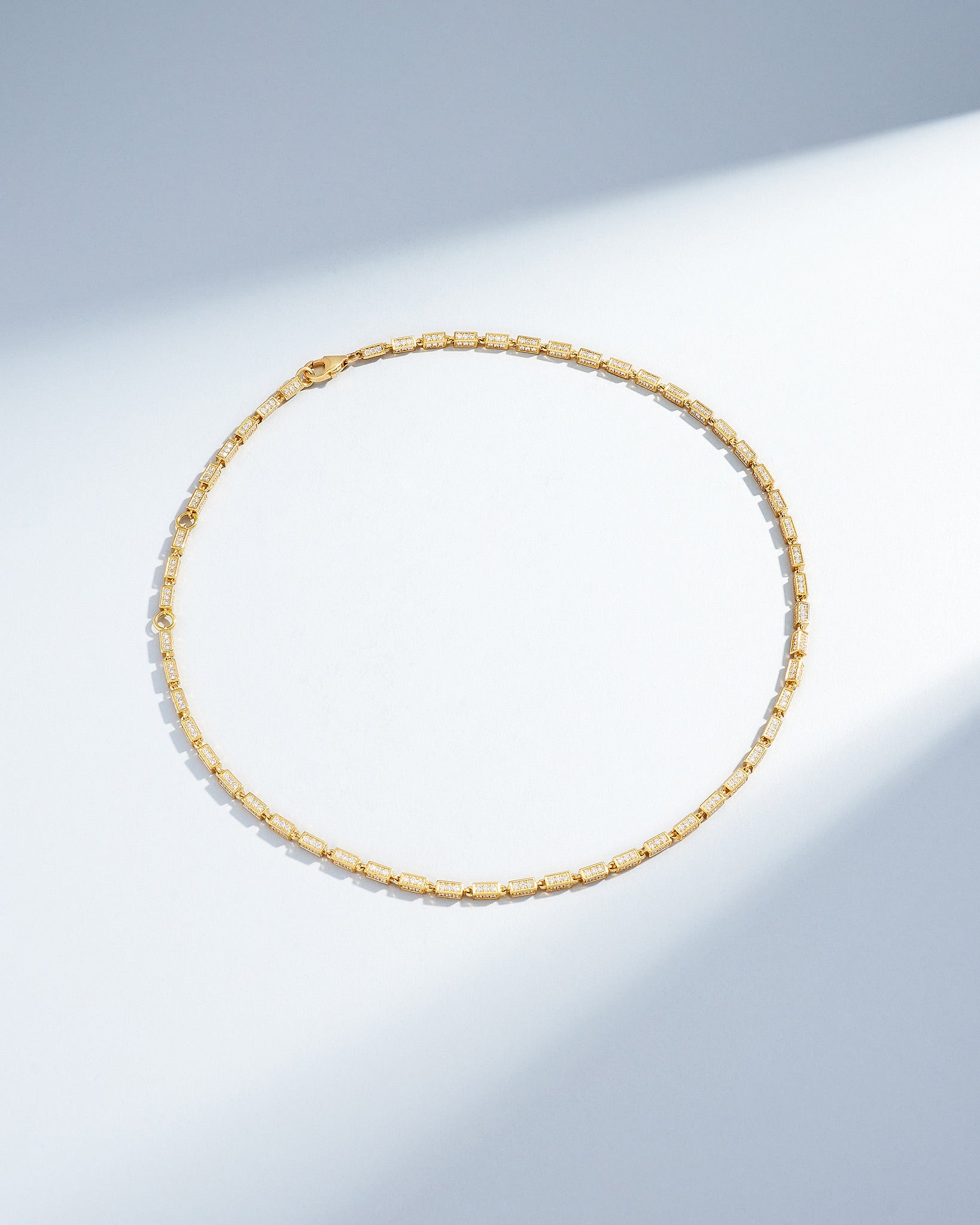 Suzanne Kalan Block-Chain Full Pave Diamond Medium Necklace in 18k yellow gold