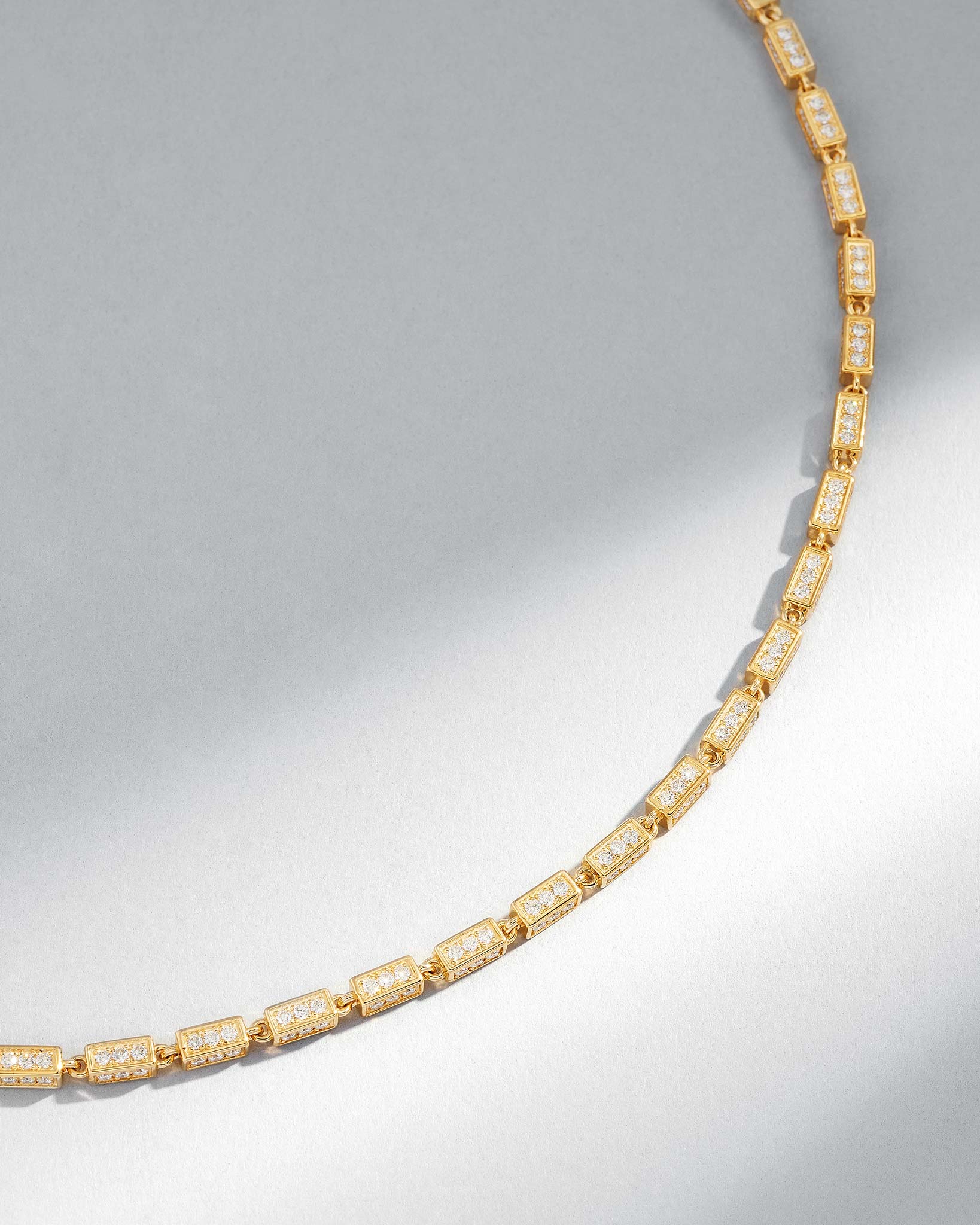 Suzanne Kalan Block-Chain Full Pave Diamond Medium Necklace in 18k yellow gold