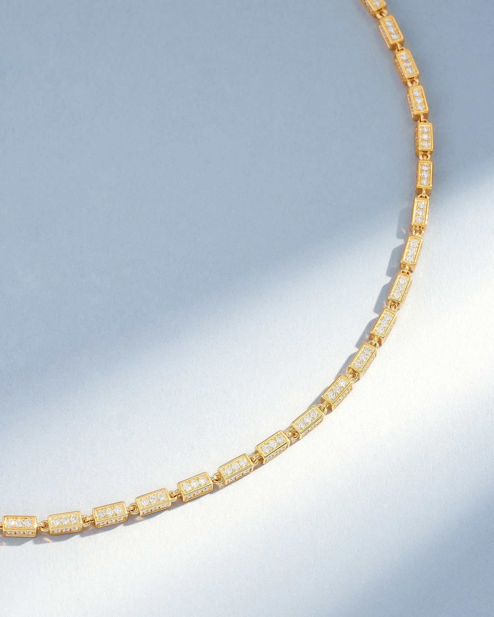 Suzanne Kalan Block-Chain Full Pave Diamond Medium Necklace in 18k yellow gold