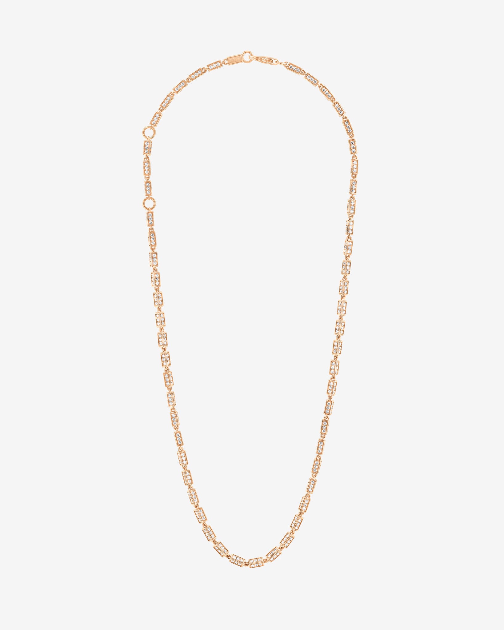 Suzanne Kalan Block-Chain Full Pave Diamond Medium Necklace in 18k rose gold