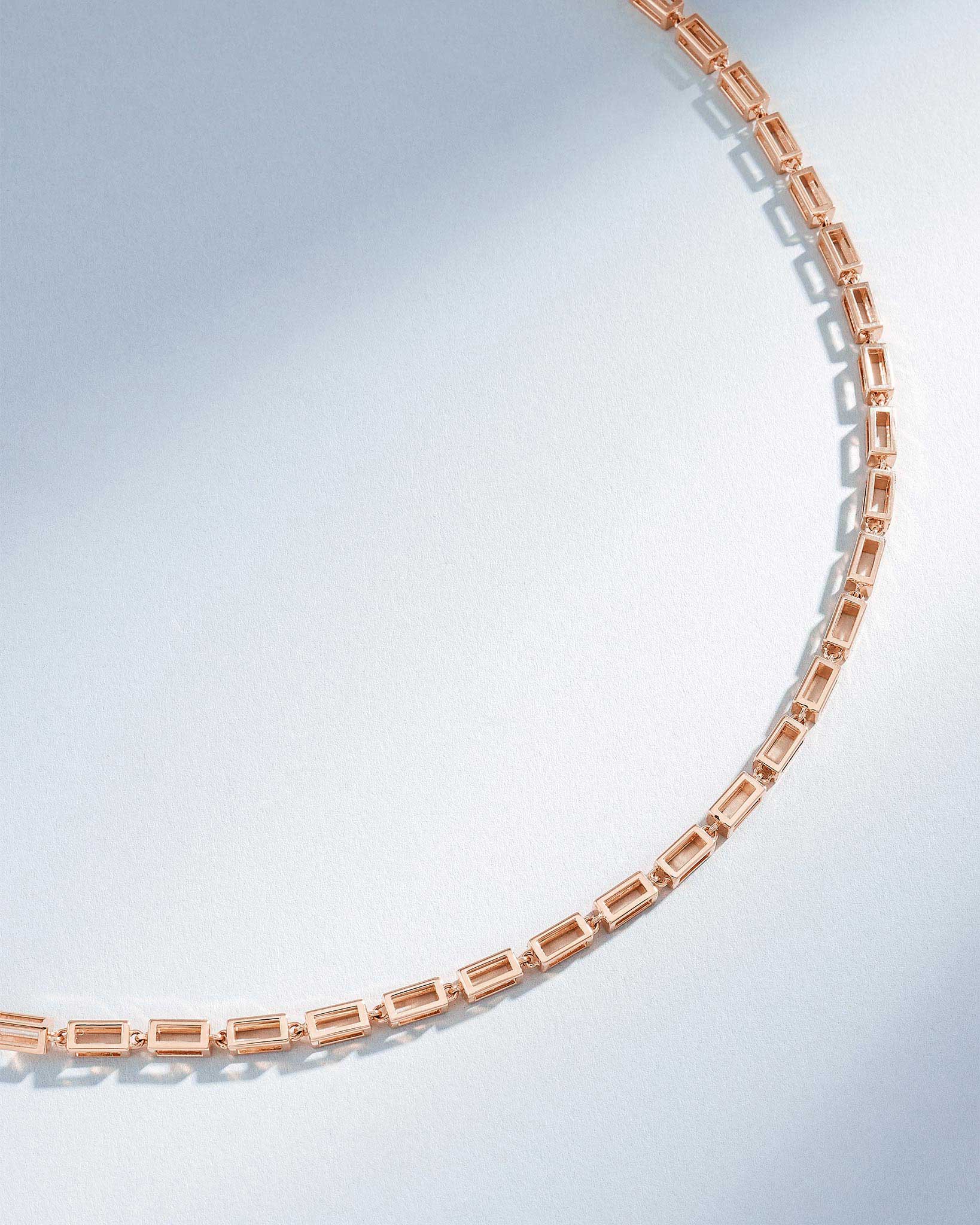 Suzanne Kalan Block-Chain Hollow Thick Necklace in 18k rose gold