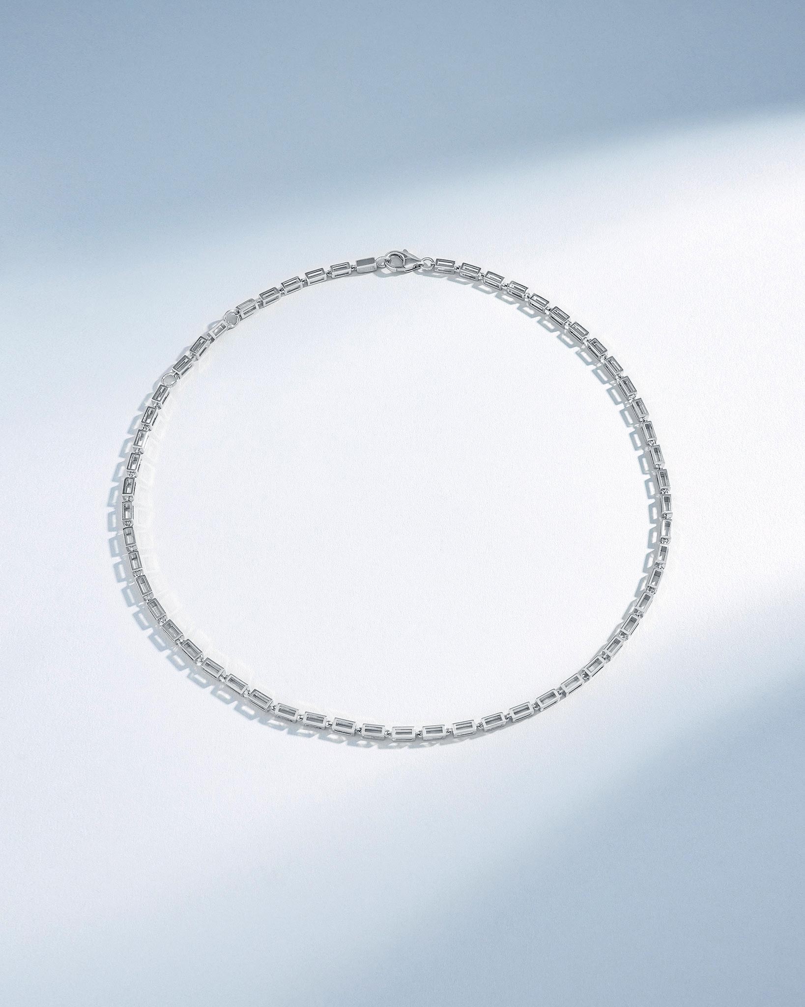 Suzanne Kalan Block-Chain Hollow Thick Necklace in 18k white gold