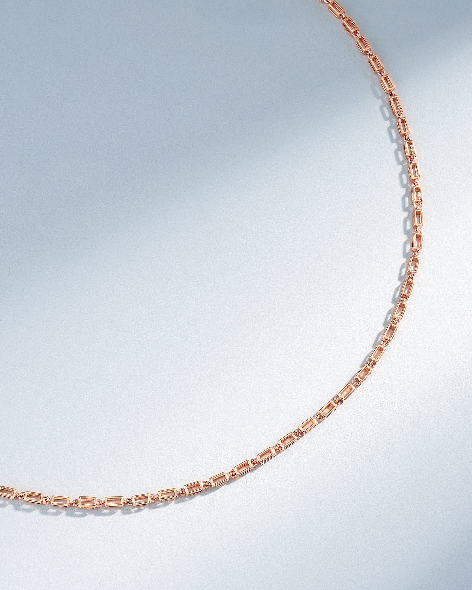 Suzanne Kalan Block-Chain Hollow Medium Necklace in 18k rose gold